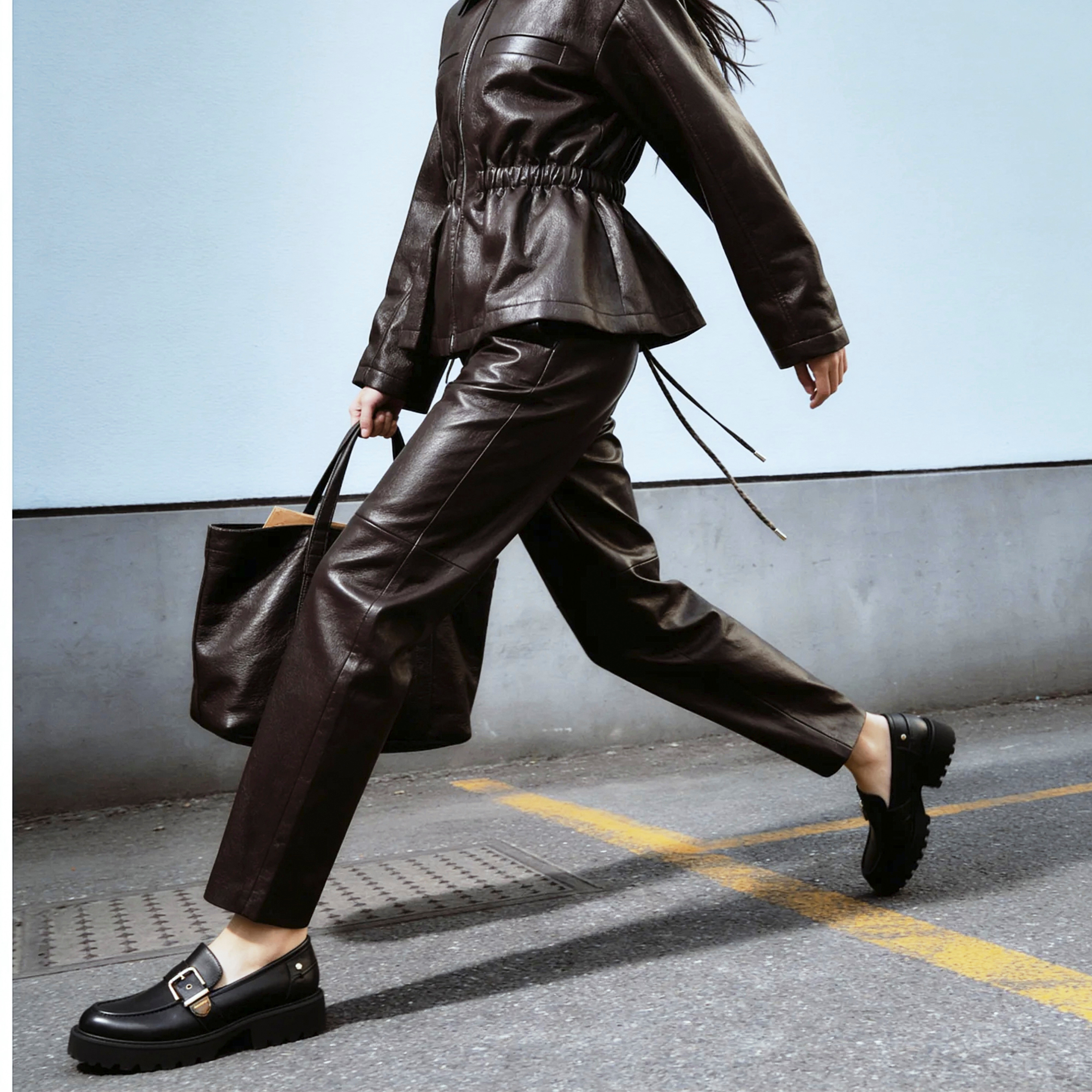 Iconic Faux Leather Cut and Sew Detail Trousers-women-clothing-trousers-image-1