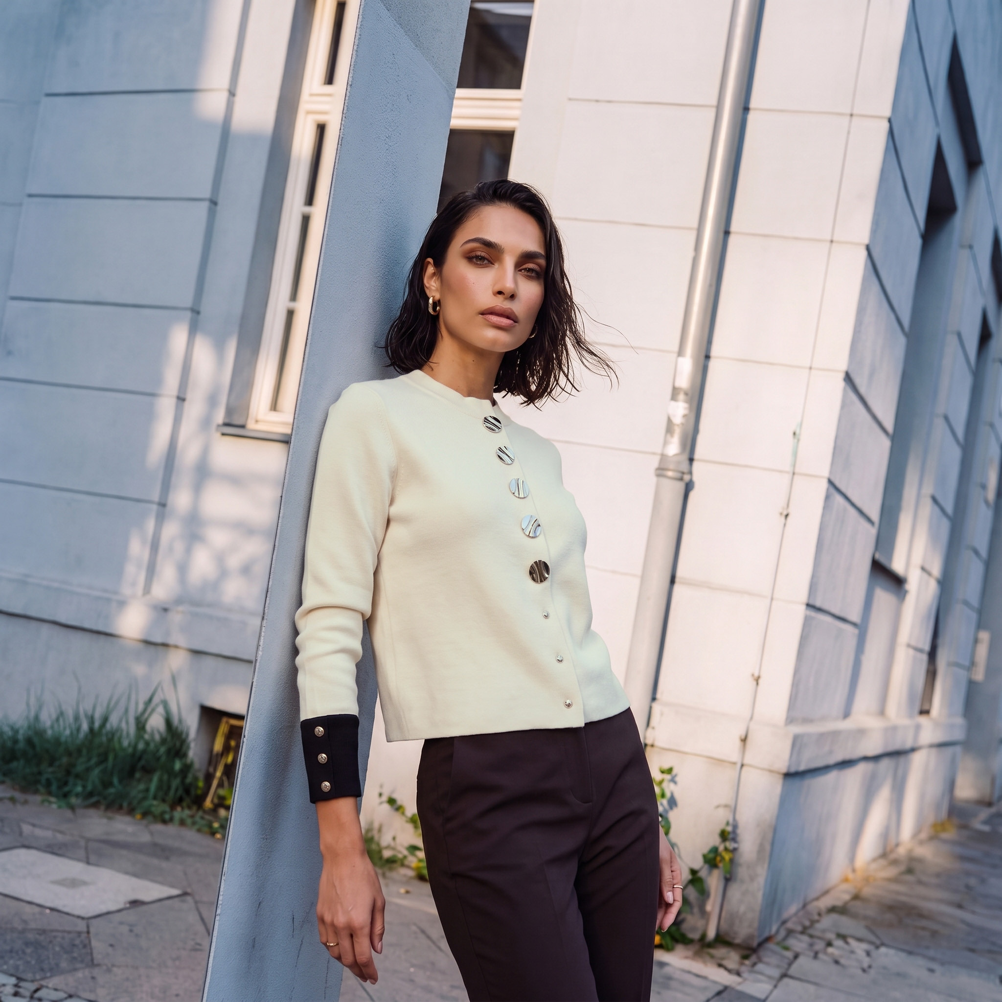 Splash Iconic Textured Cardigan with High Neck-women-winterwear-cardigansandjumpers-cardigans-image-1