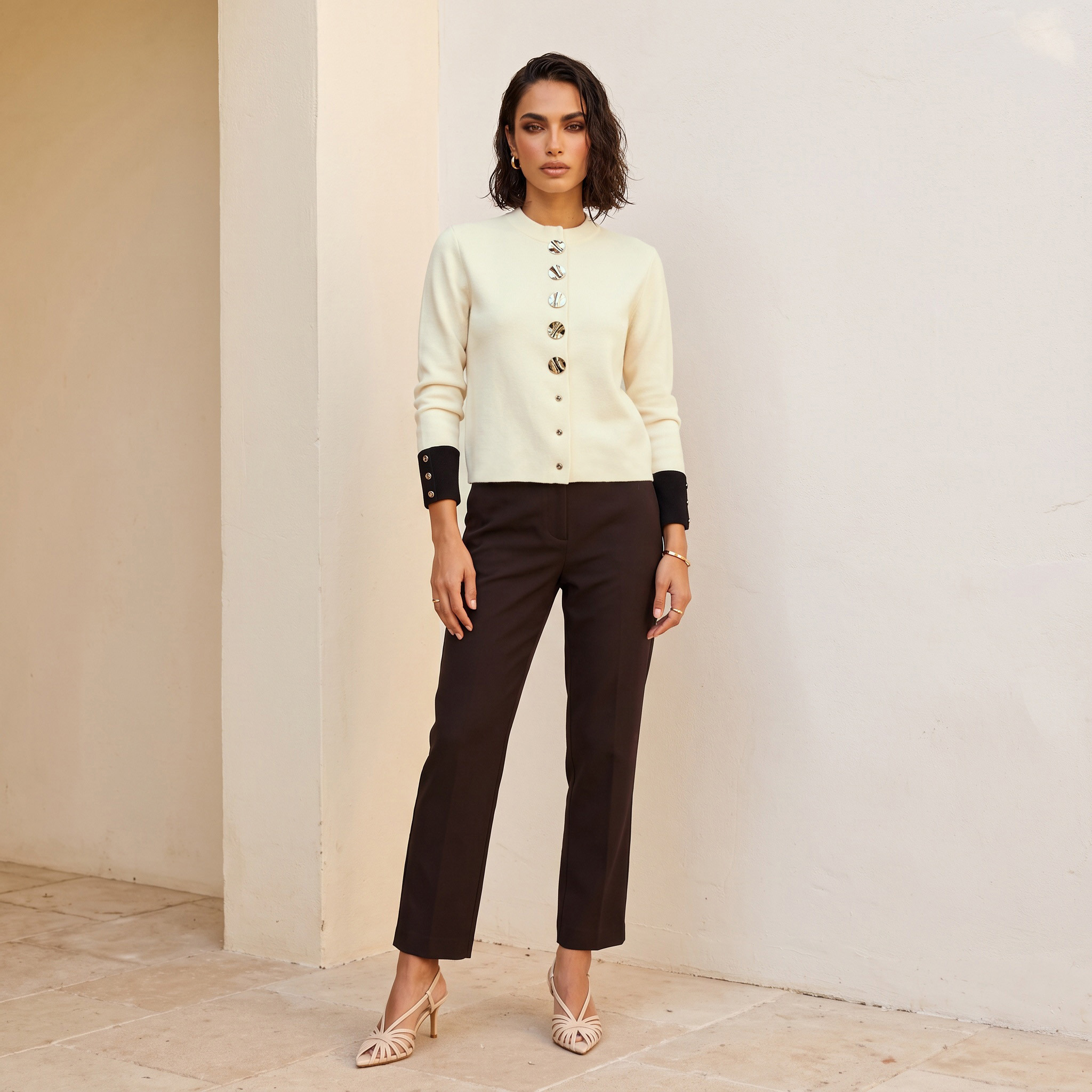 Splash Iconic Textured Cardigan with High Neck-women-winterwear-cardigansandjumpers-cardigans-image-4