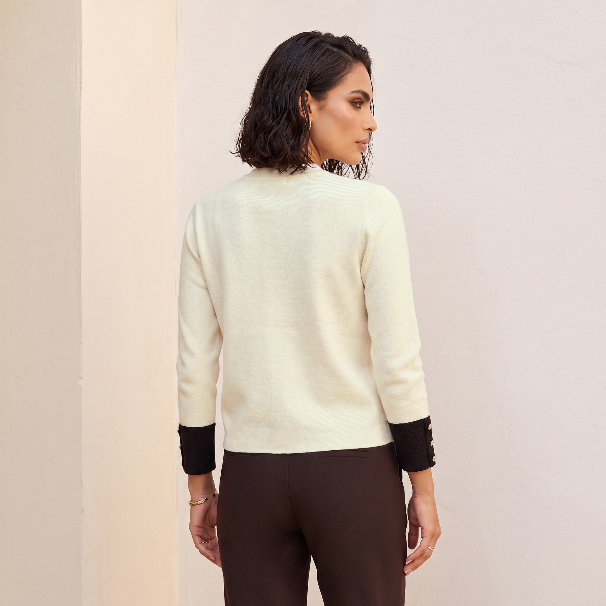 Splash Iconic Textured Cardigan with High Neck-women-winterwear-cardigansandjumpers-cardigans-image-3