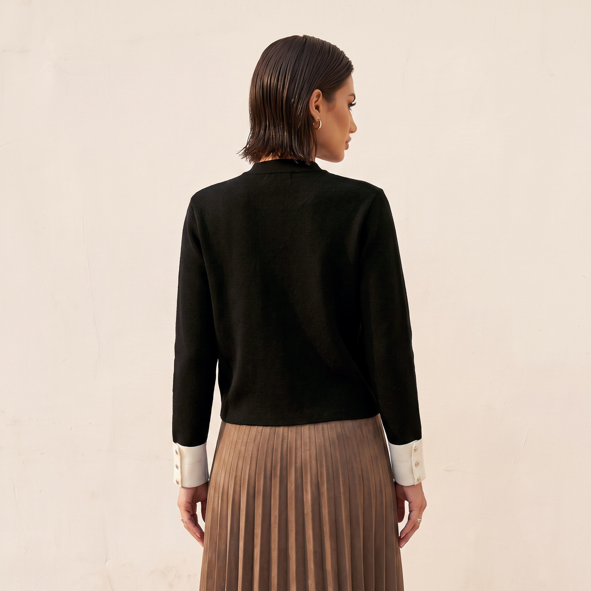 Splash Iconic Textured Cardigan with High Neck-women-winterwear-cardigansandjumpers-cardigans-image-3