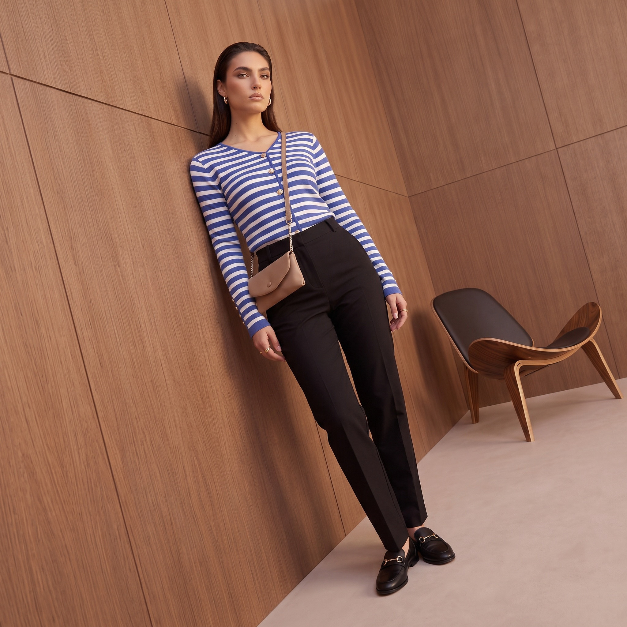 كارديجان مقلم بقصة مريحة من سبلاش أيكونيك-women-winterwear-cardigansandjumpers-cardigans-image-1