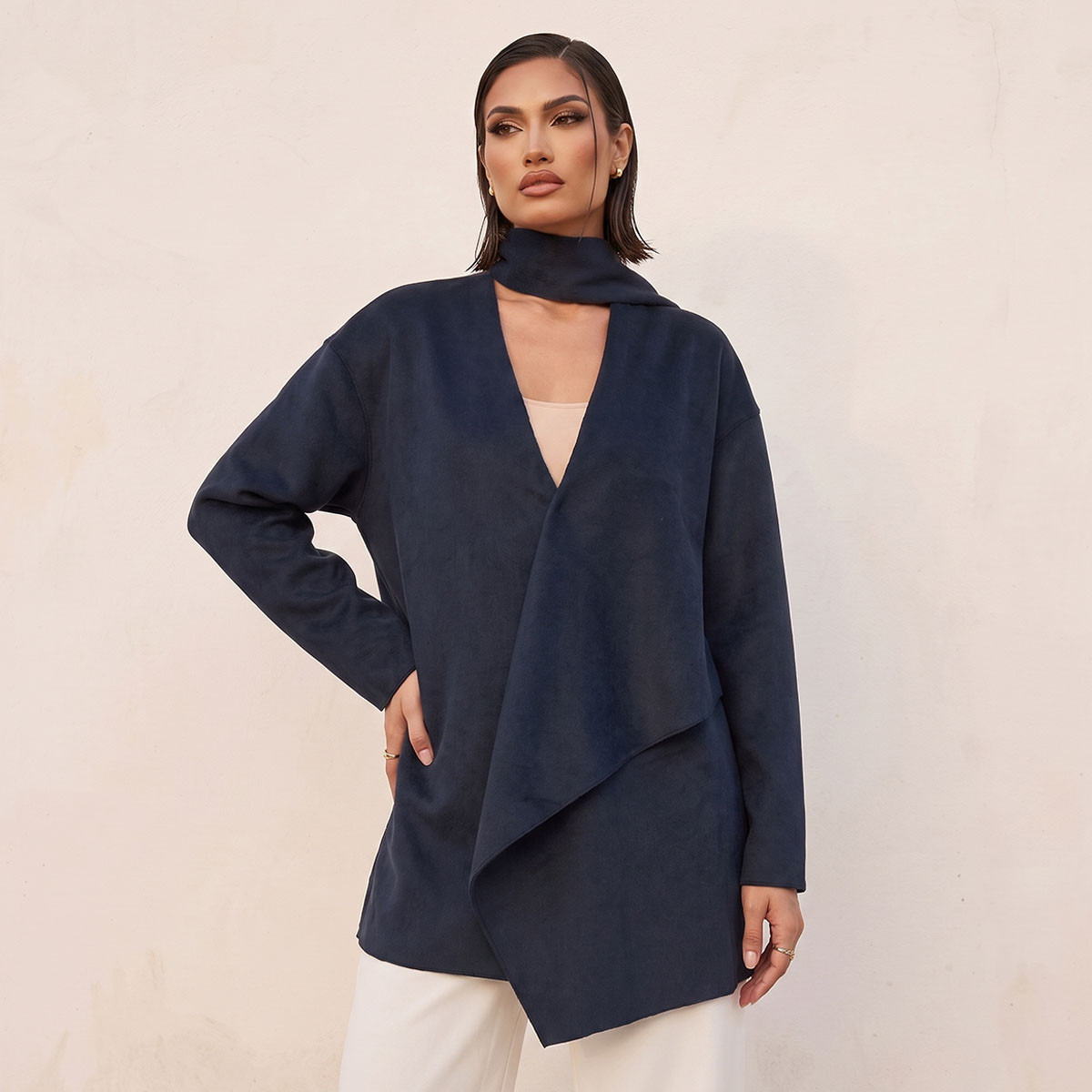 Splash Iconic Felt Jacket with Draped Neck-women-winterwear-coatsandjackets-jackets-image-1