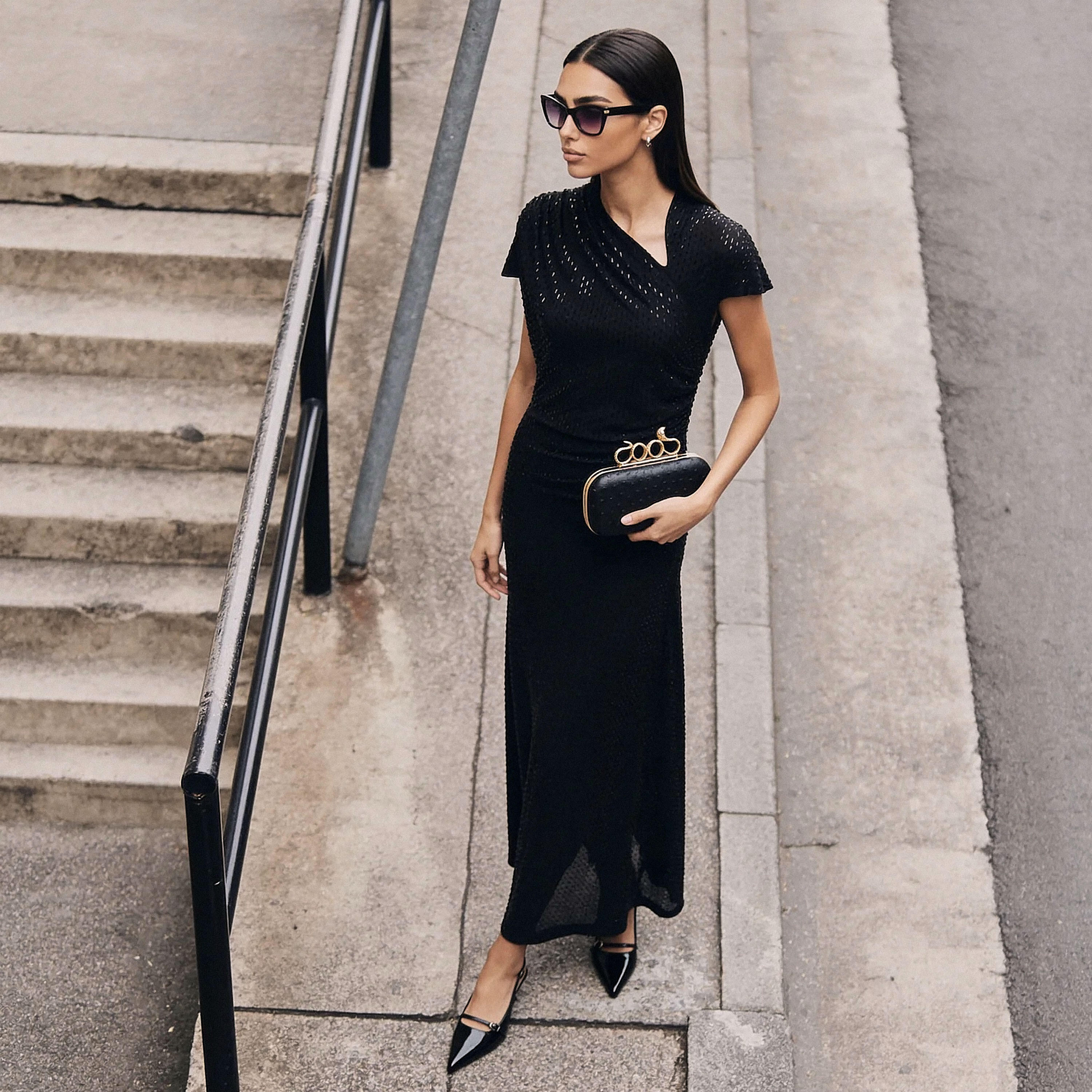 Splash Iconic Embellished Dress with Ruched Design-women-clothing-dresses-image-1