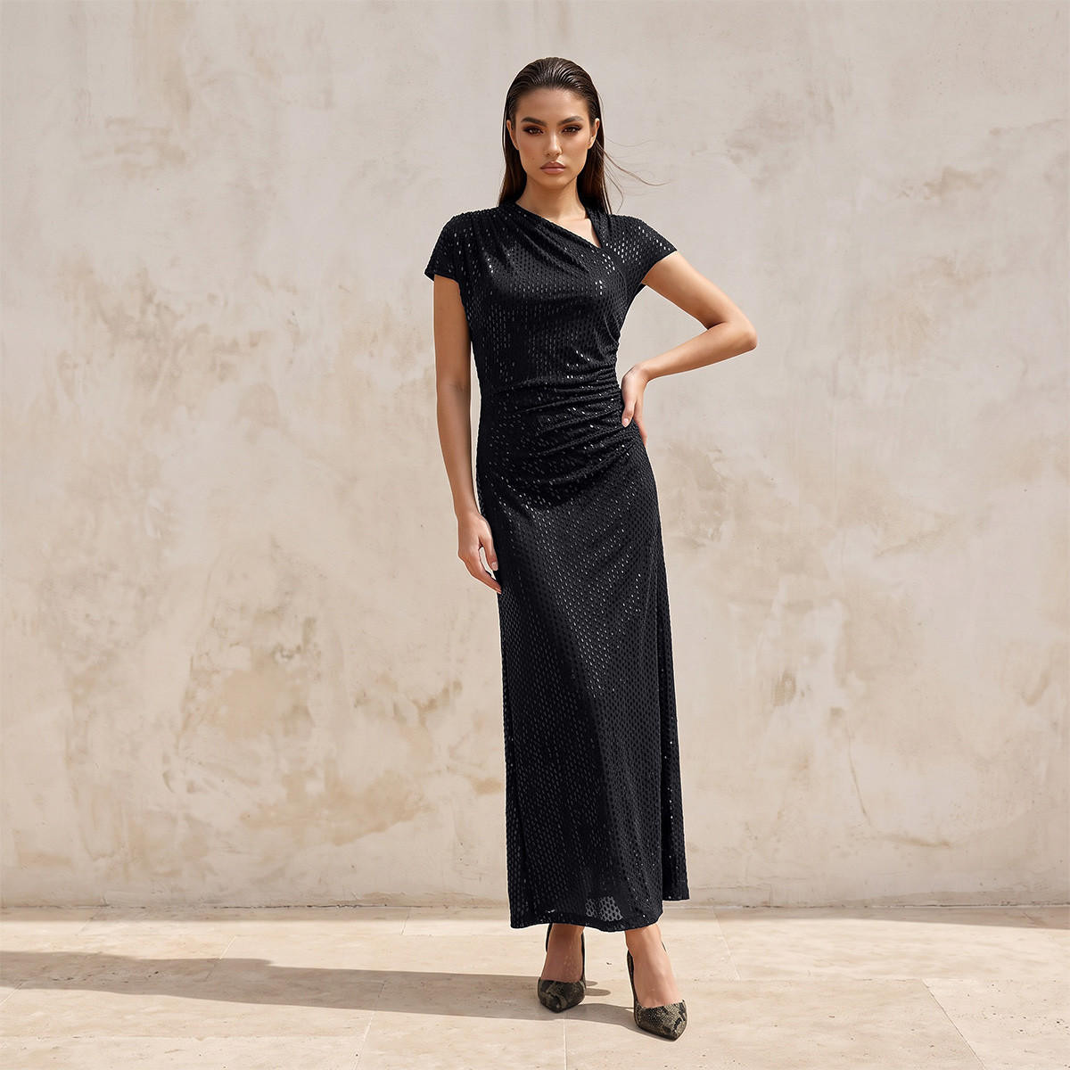 Splash Iconic Embellished Dress with Ruched Design-women-clothing-dresses-image-2