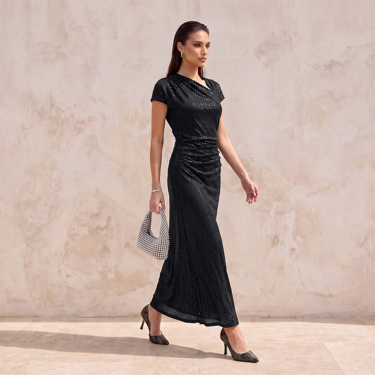 Splash Iconic Embellished Dress with Ruched Design-women-clothing-dresses-image-4
