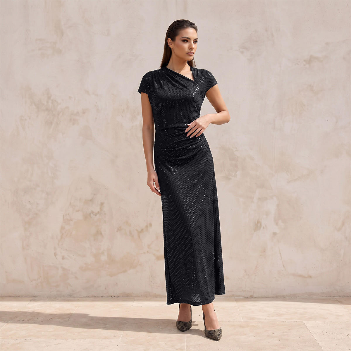 Splash Iconic Embellished Dress with Ruched Design-women-clothing-dresses-image-5