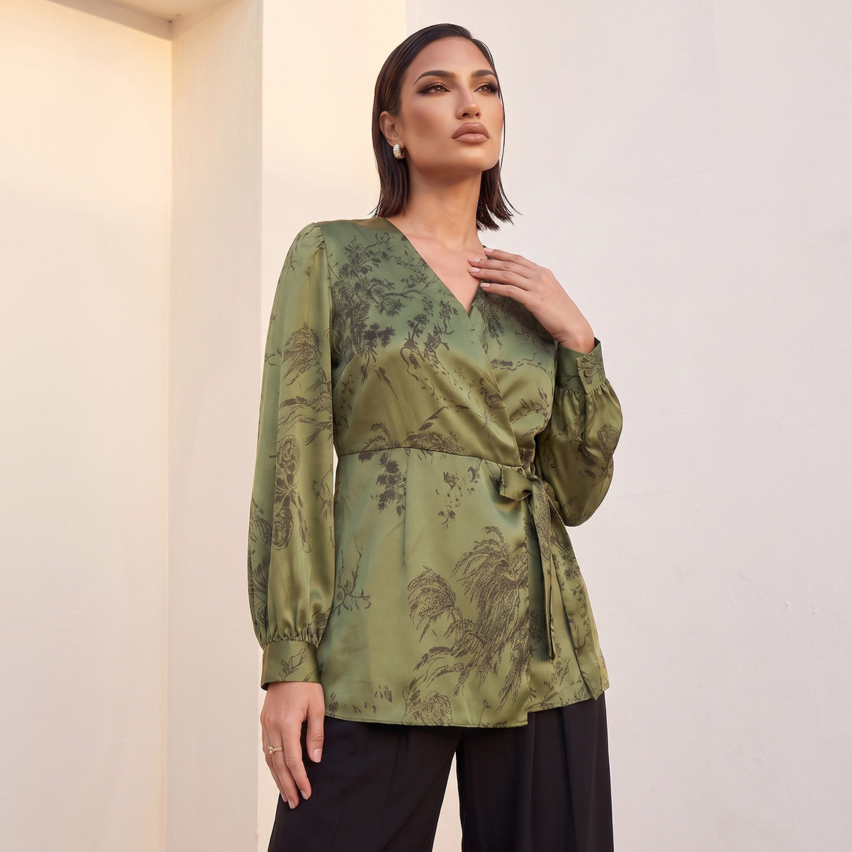 Splash Iconic Wrap Top with Botanical Print-women-clothing-shirtsandblouses-blouses-image-1
