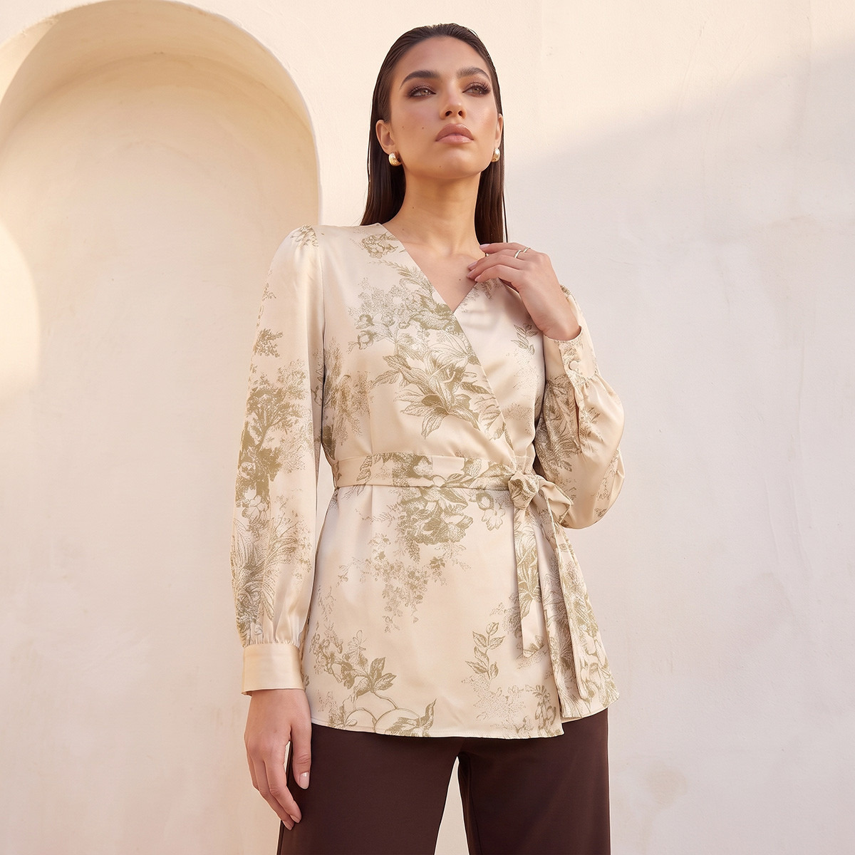 Splash Iconic Wrap Top with Floral Print-women-clothing-shirtsandblouses-blouses-image-1