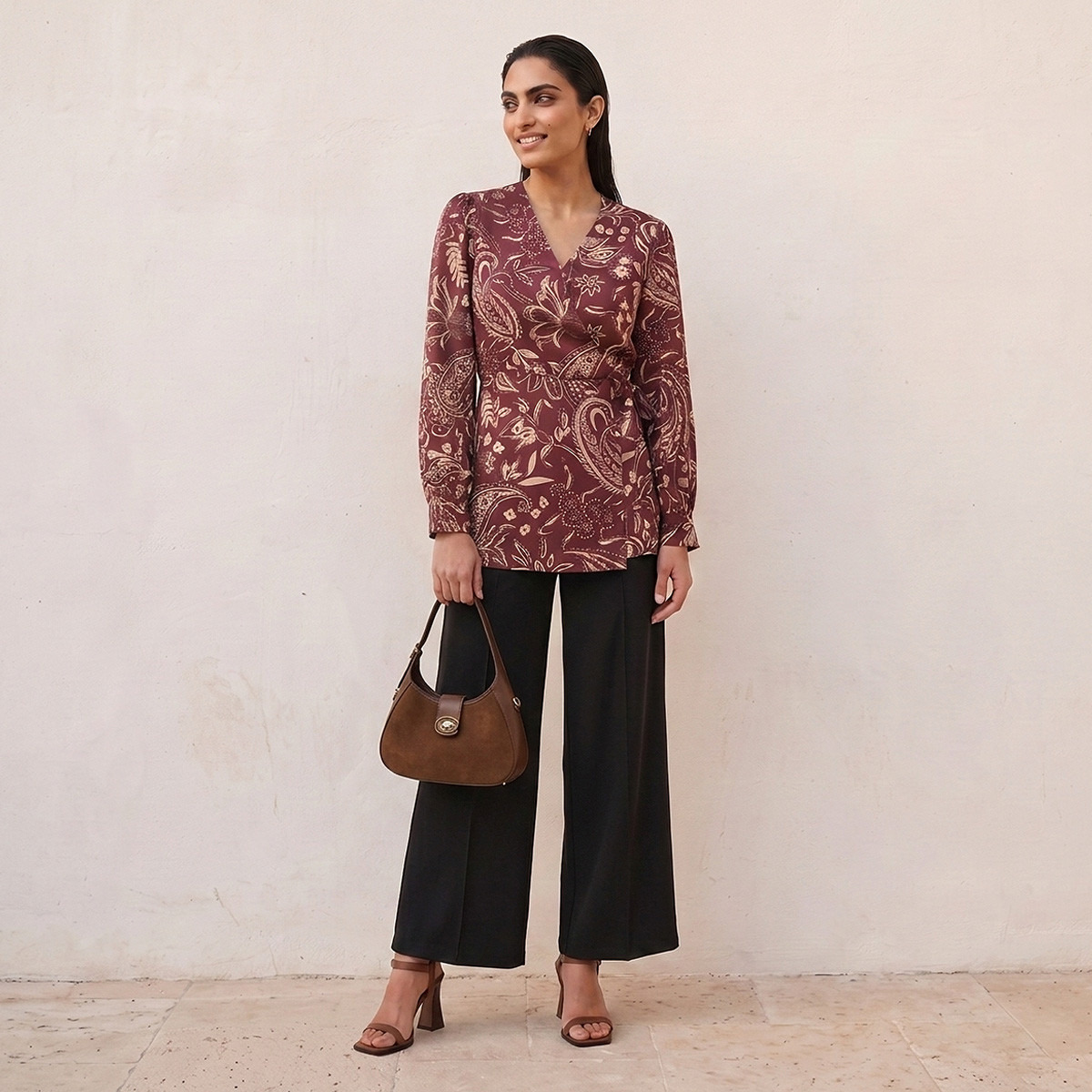 Splash Iconic Wrap Top with Paisley Print-women-clothing-shirtsandblouses-blouses-image-2