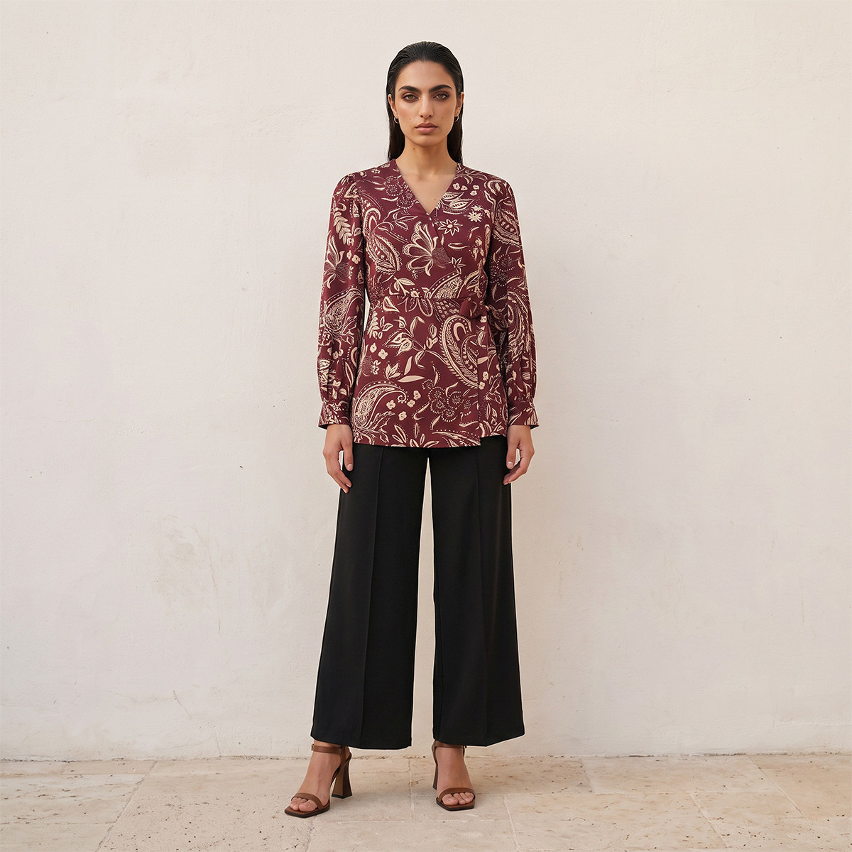 Splash Iconic Wrap Top with Paisley Print-women-clothing-shirtsandblouses-blouses-image-4