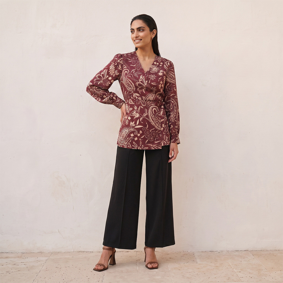 Splash Iconic Wrap Top with Paisley Print-women-clothing-shirtsandblouses-blouses-image-5