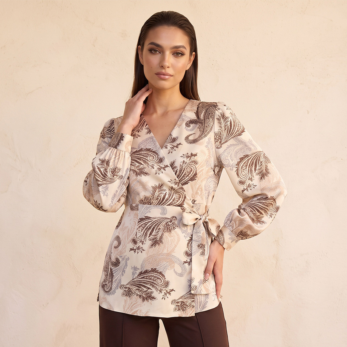 Splash Iconic Wrap Top with Paisley Print-women-clothing-shirtsandblouses-blouses-image-1