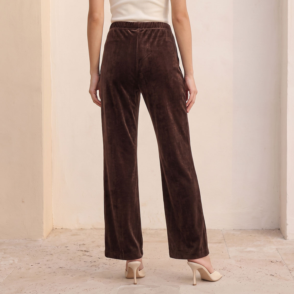 Splash Iconic Regular Fit Velour Trousers-women-clothing-trousers-image-4