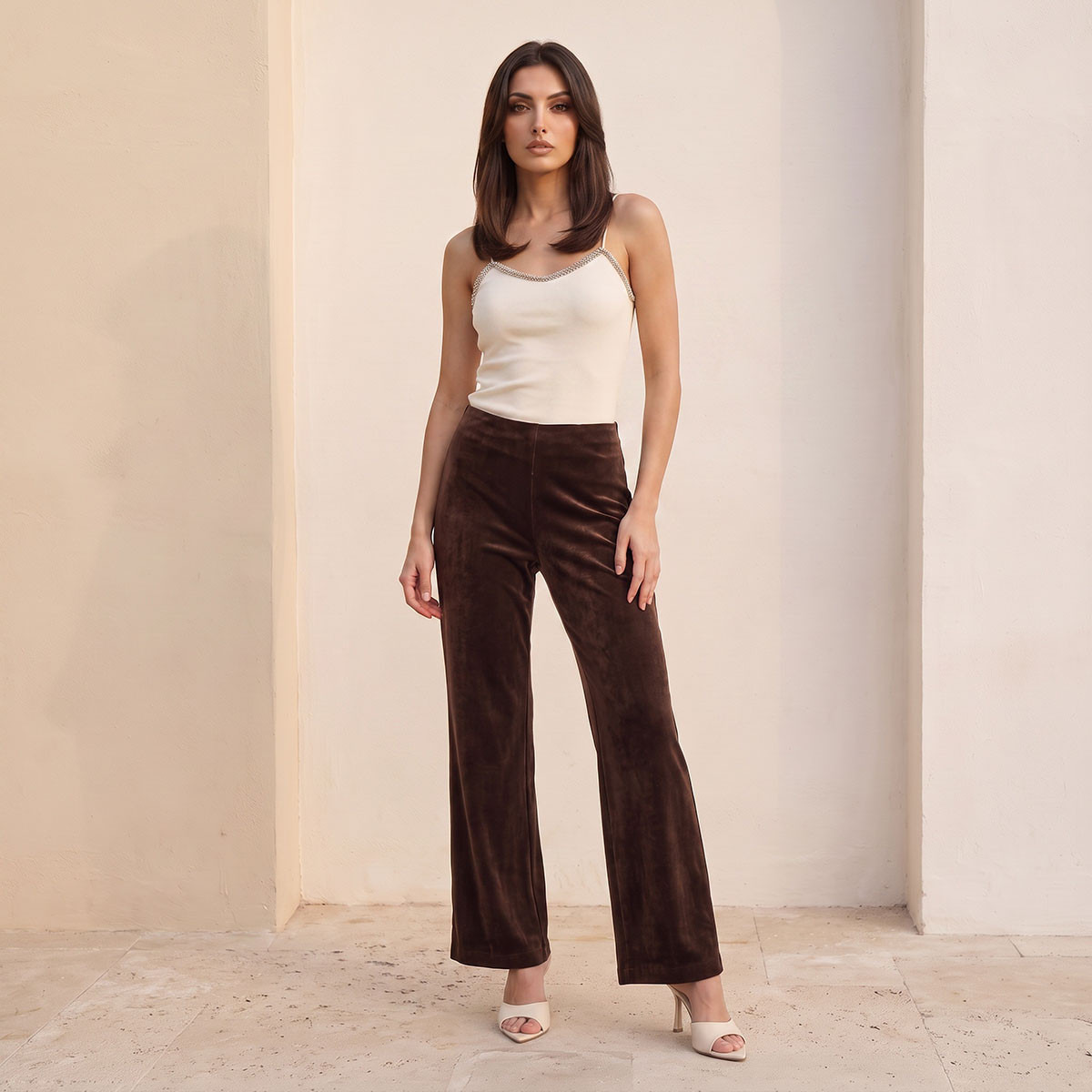 Splash Iconic Regular Fit Velour Trousers-women-clothing-trousers-image-5