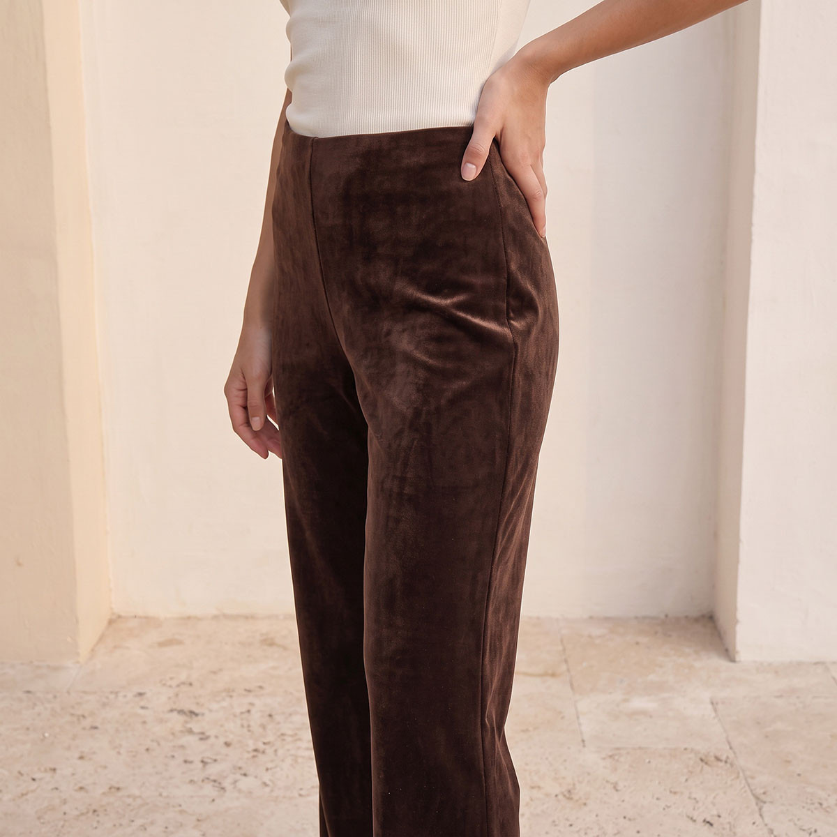 Splash Iconic Regular Fit Velour Trousers-women-clothing-trousers-image-6