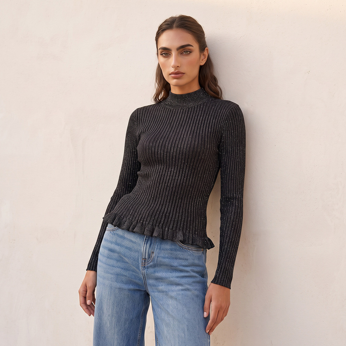 Iconic Textured High Neck Sweater-women-winterwear-cardigansandjumpers-jumpers-image-2