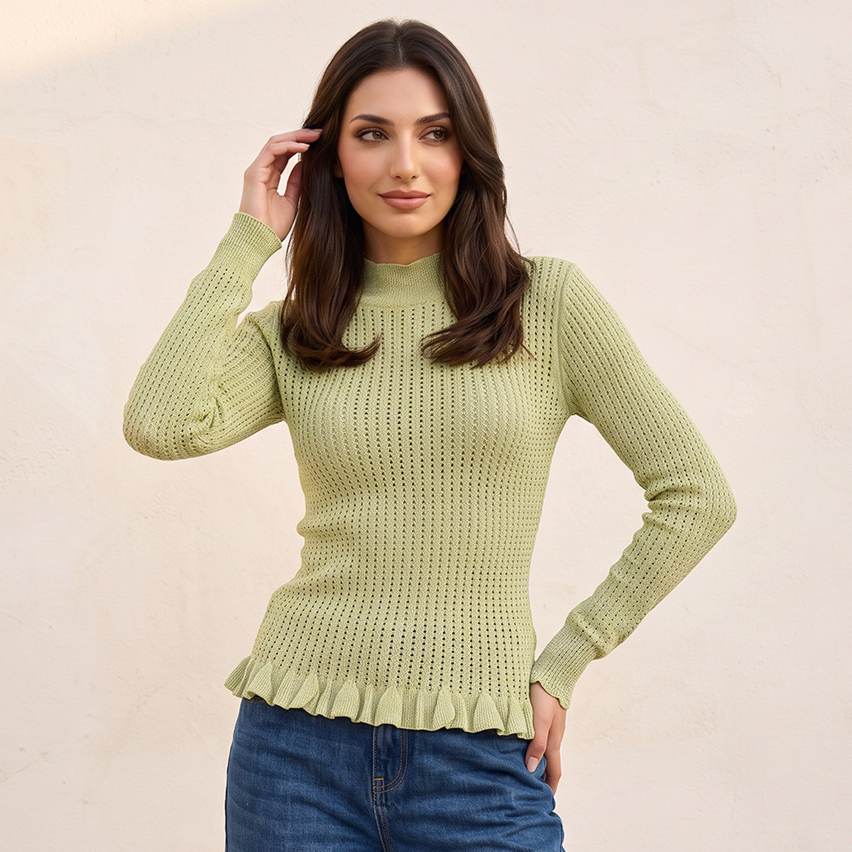 Iconic Textured High Neck Sweater-women-winterwear-cardigansandjumpers-jumpers-image-2