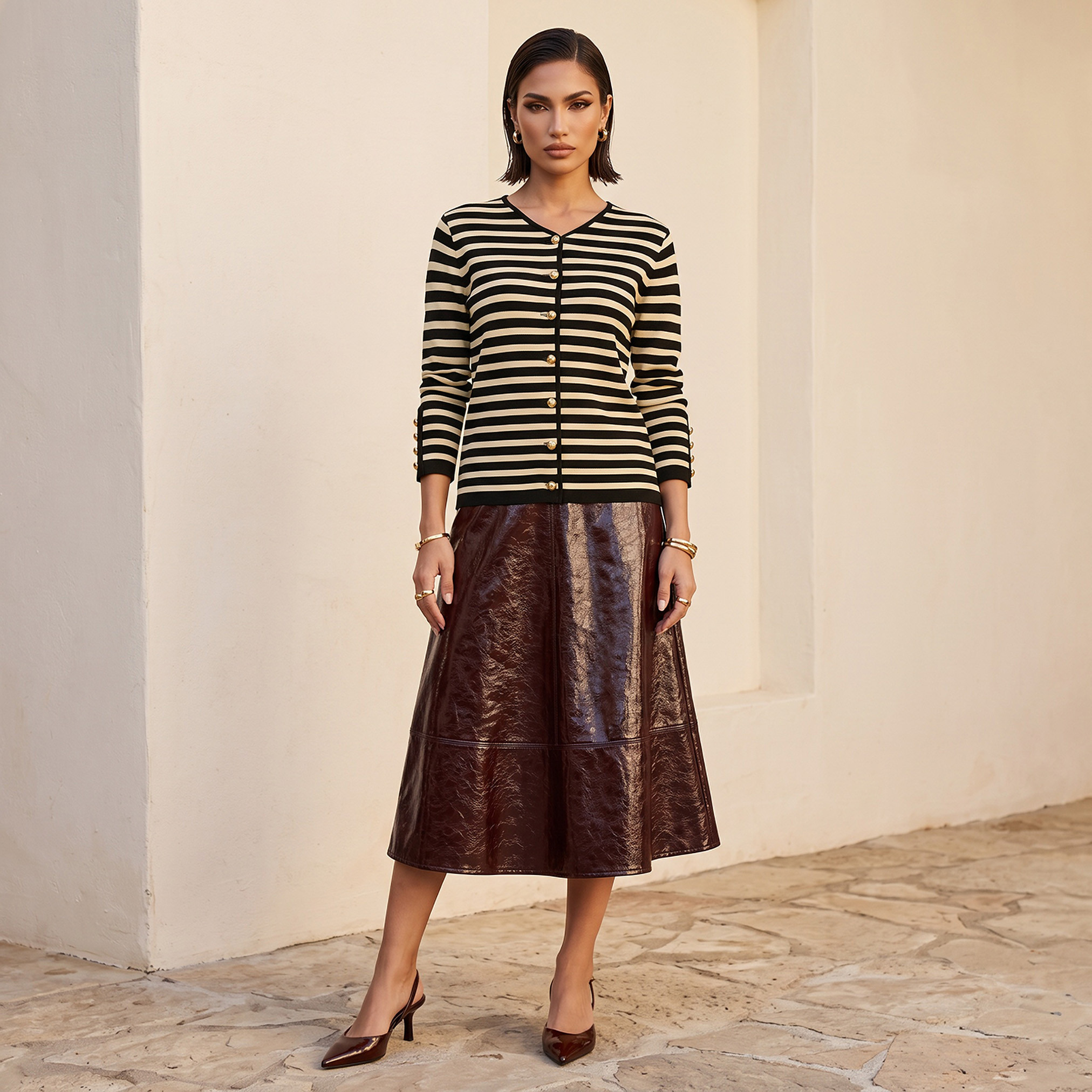 كارديجان مقلم بقصة مريحة من سبلاش أيكونيك-women-winterwear-cardigansandjumpers-cardigans-image-3
