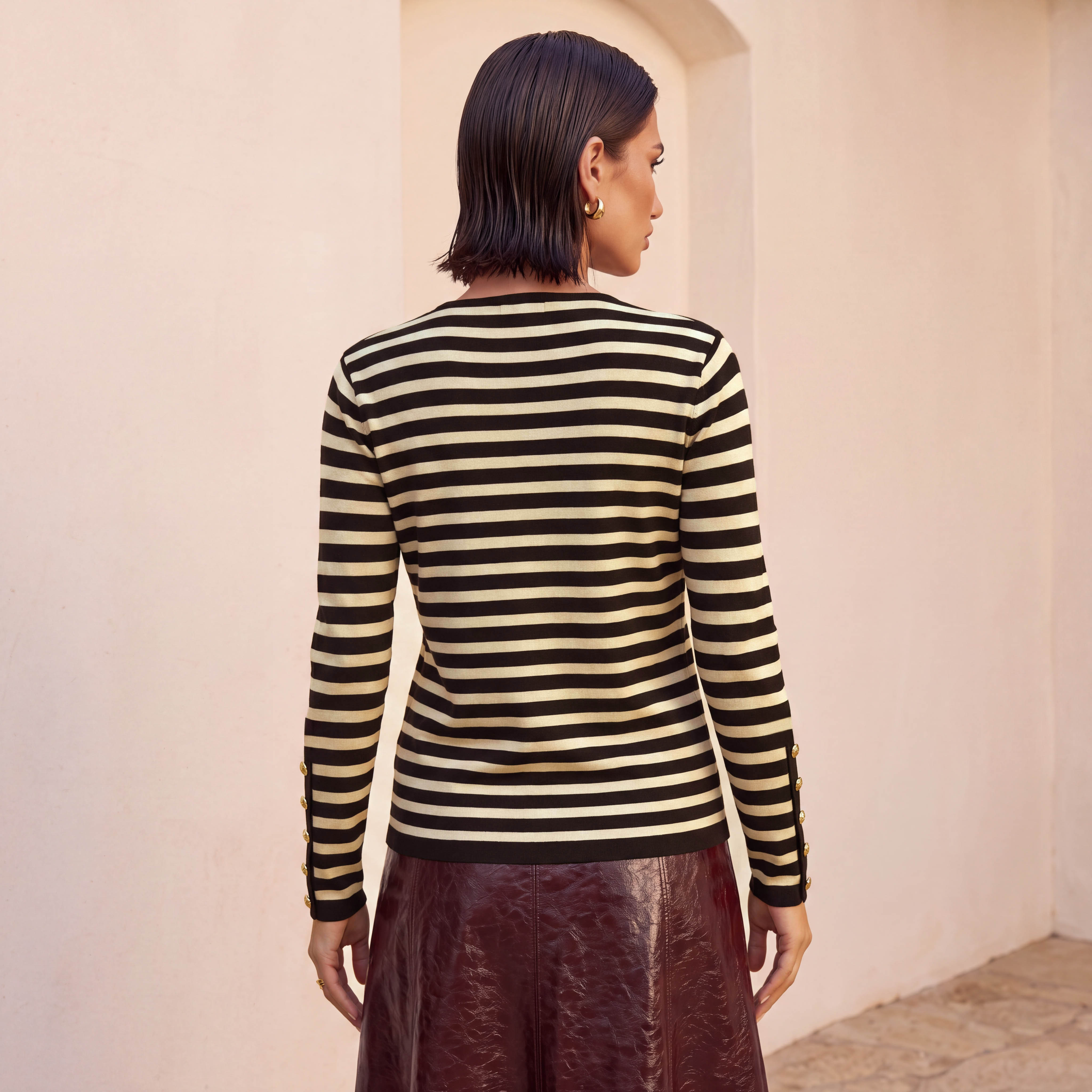 كارديجان مقلم بقصة مريحة من سبلاش أيكونيك-women-winterwear-cardigansandjumpers-cardigans-image-4
