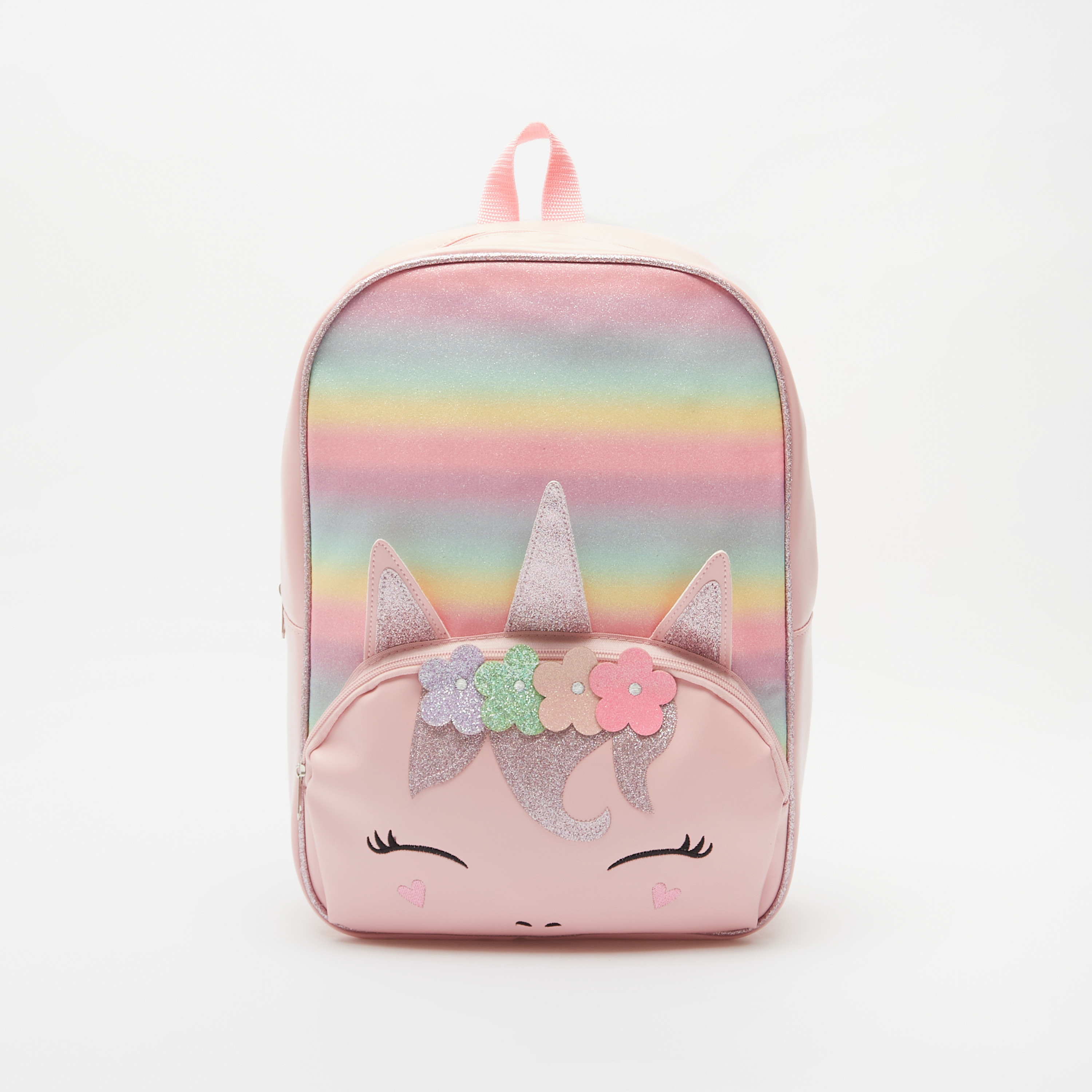 شنطة ظهر بتصميم يونيكورن وحمّالات قابلة للتّعديل وتزيينات أزهار-school-bagsandbackpacks-backpacks-image-1