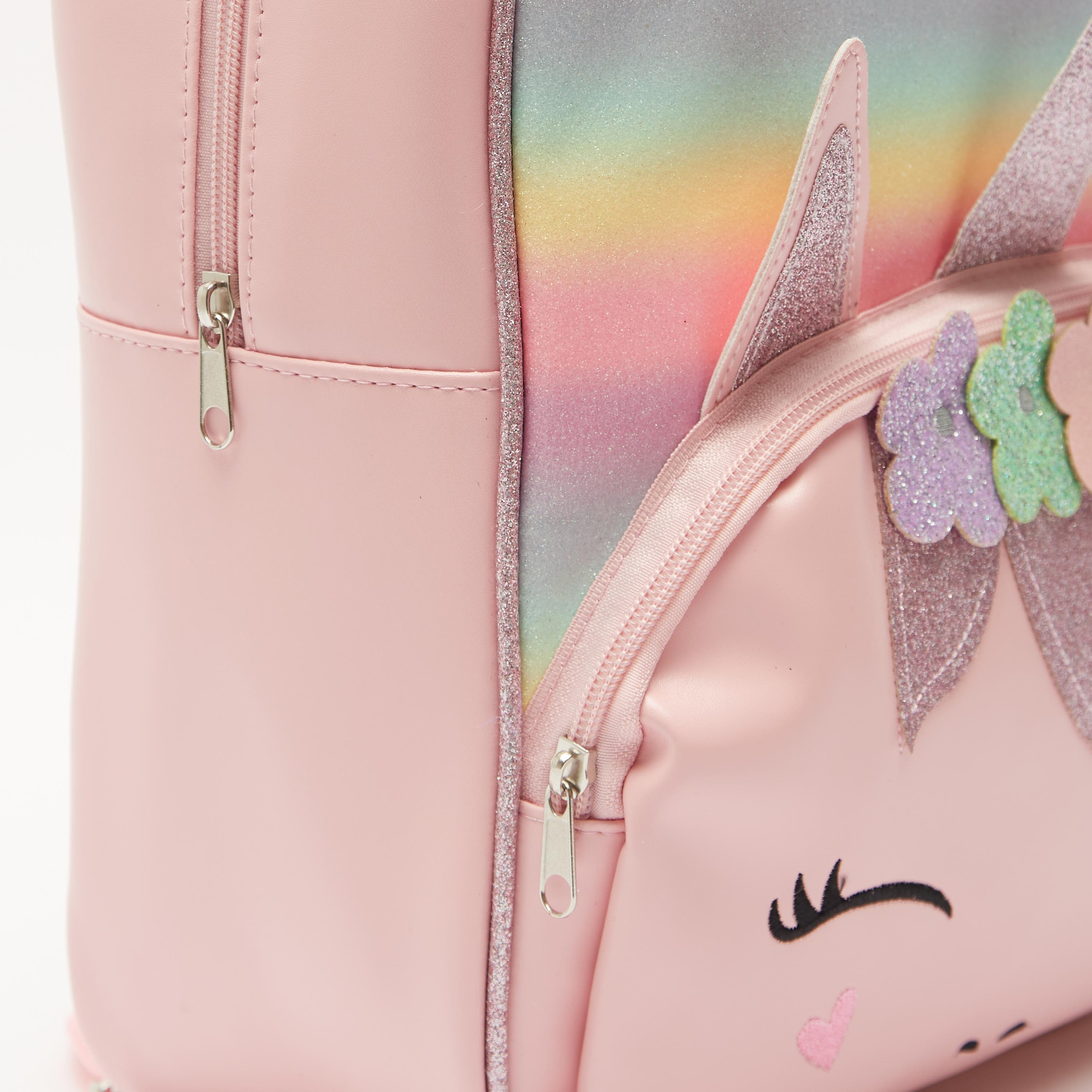 شنطة ظهر بتصميم يونيكورن وحمّالات قابلة للتّعديل وتزيينات أزهار-school-bagsandbackpacks-backpacks-image-3