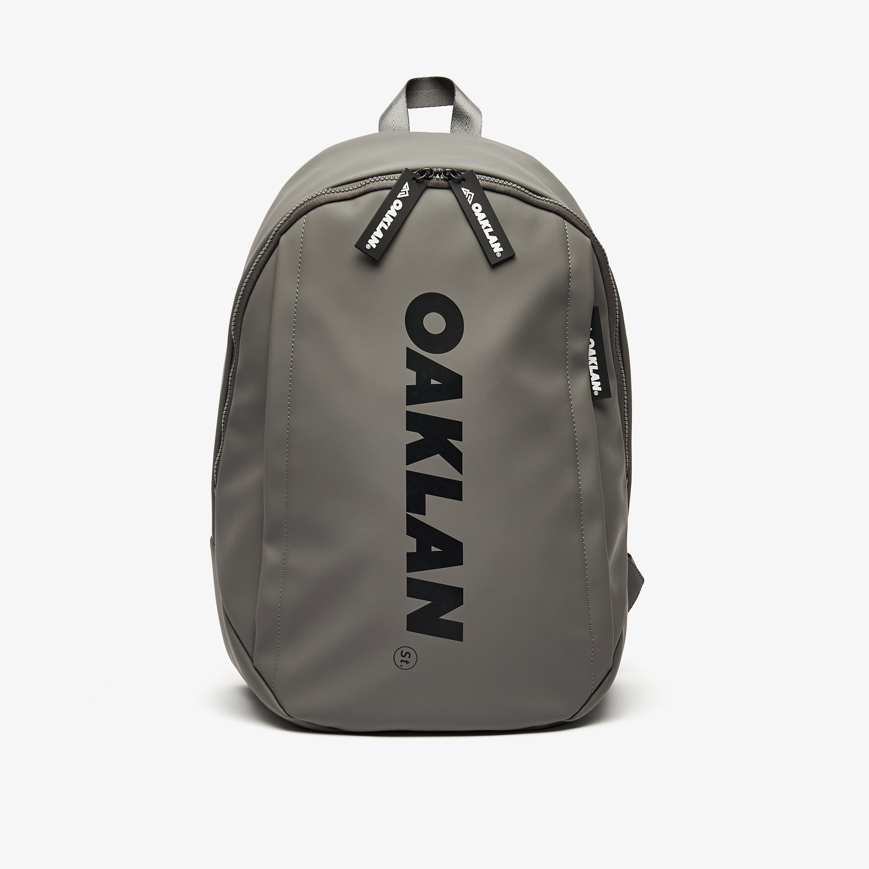 Shop OAKLAN Logo Print Backpack with Zip Closure Online