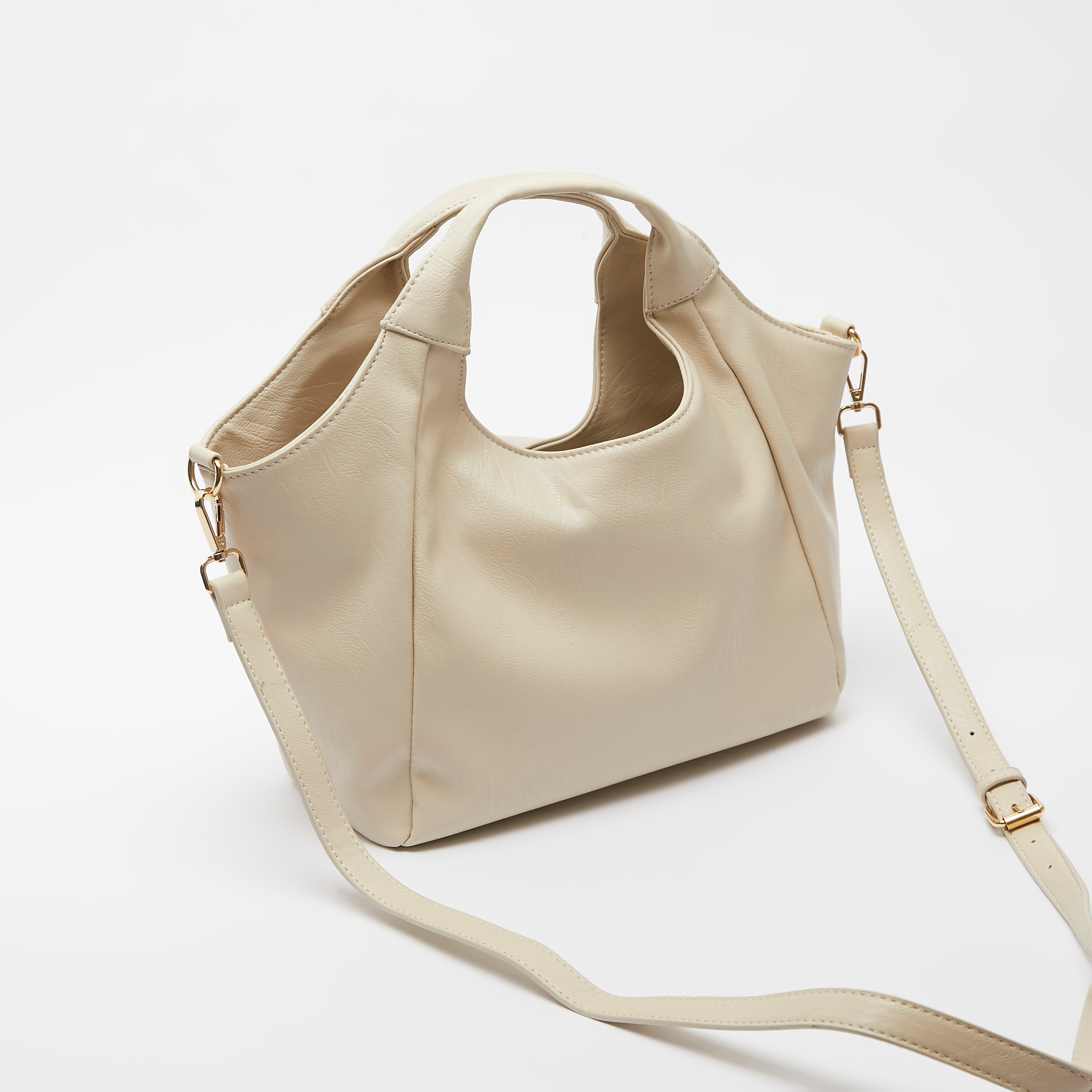 شنطة هوبو سادة بسحّاب إغلاق وحزام قابل للفصل-women-bagsandwallets-handbags-image-4