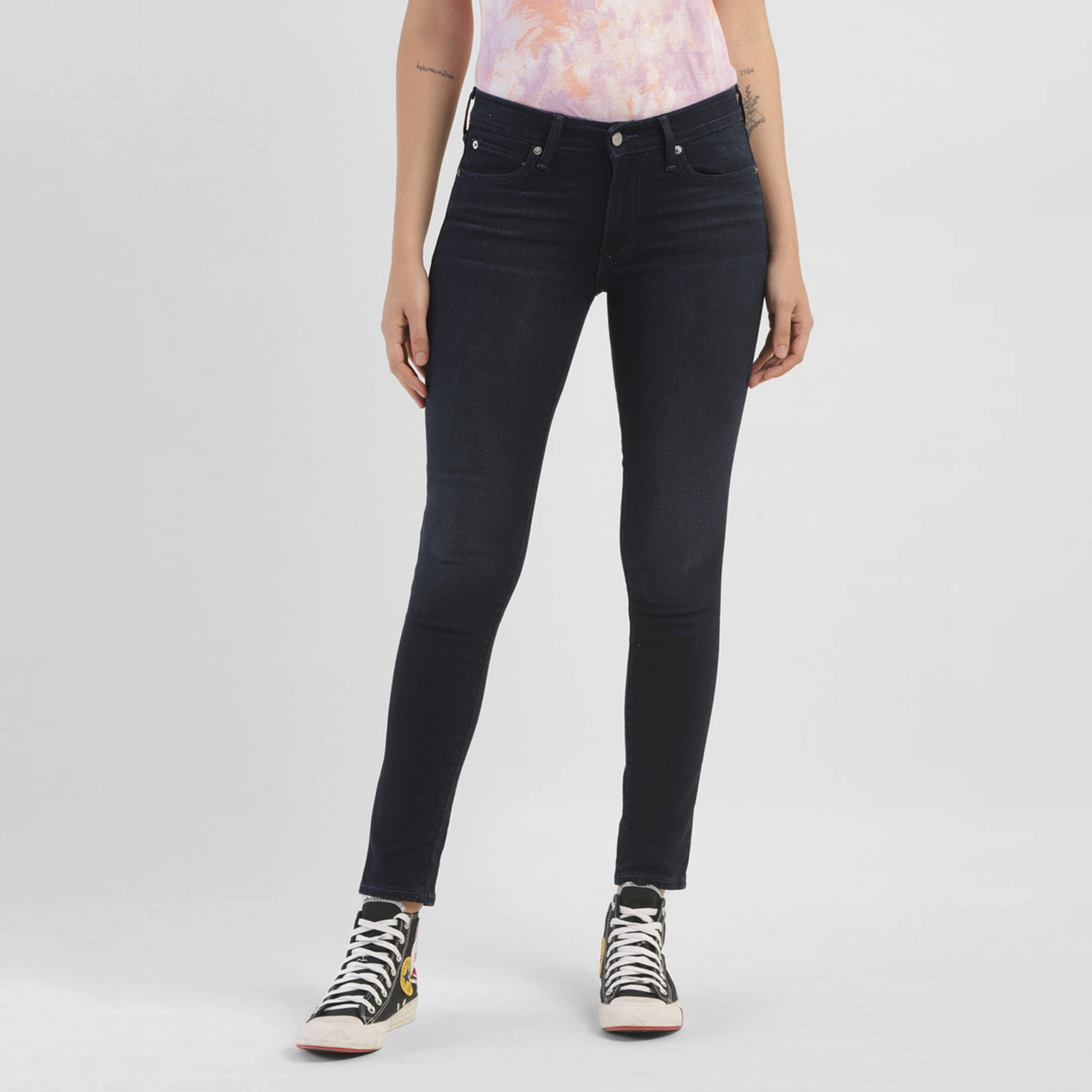 Levi's 711 Skinny Fit Blue Plain Women's Jeans-women-clothing-bottoms-jeans-image-1