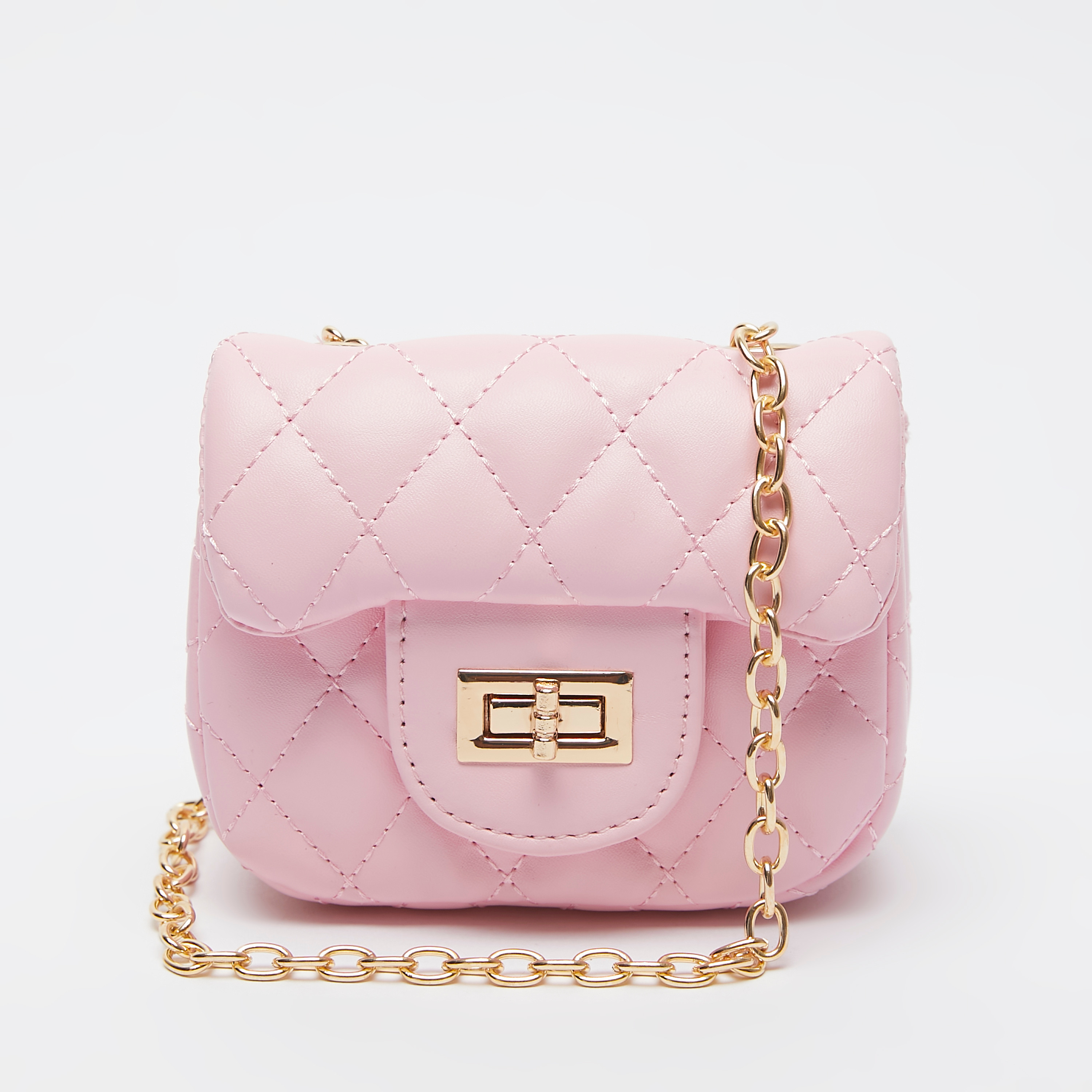 Quilted Handbag with Flap Closure-girls-accessories-bags-image-1