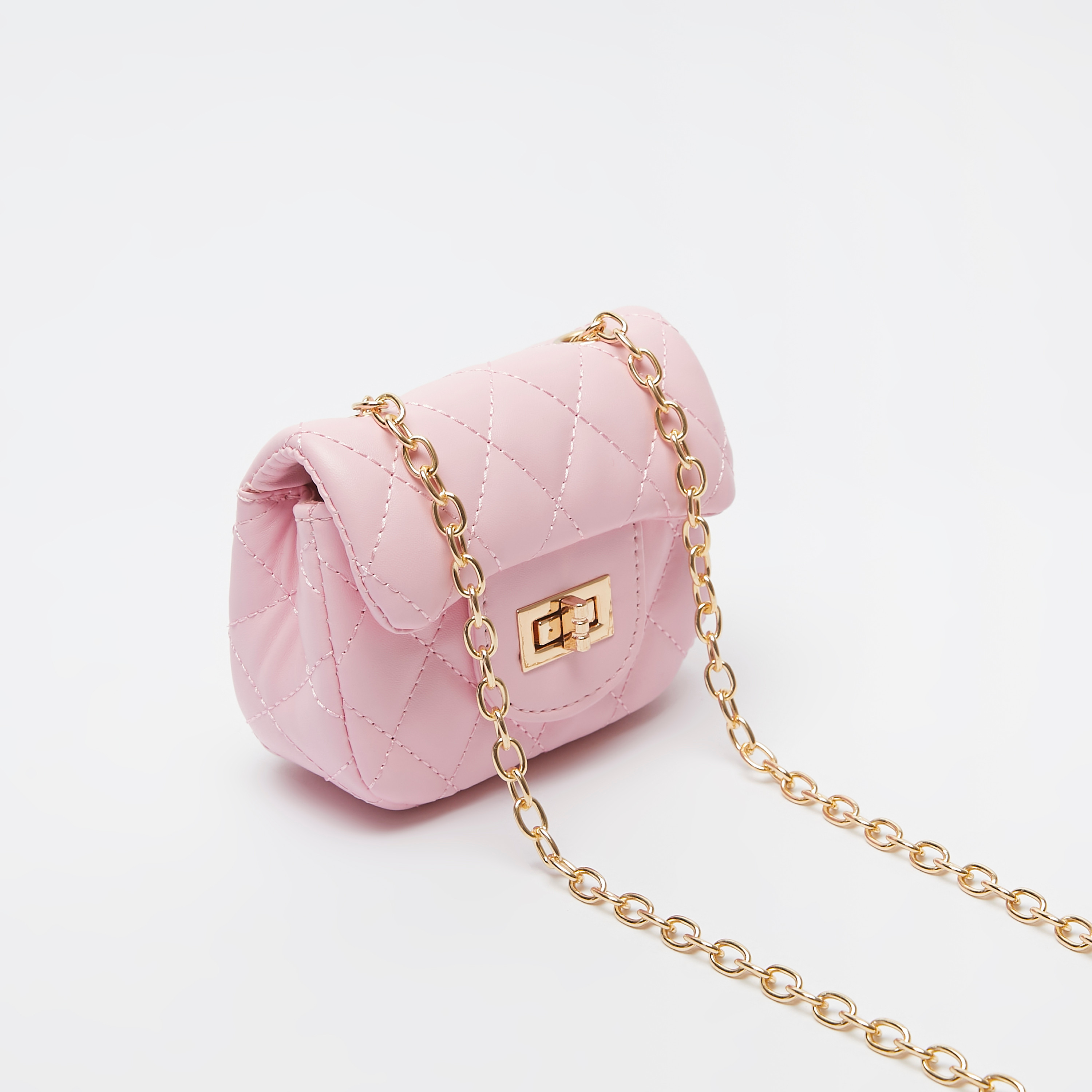 Quilted Handbag with Flap Closure-girls-accessories-bags-image-3