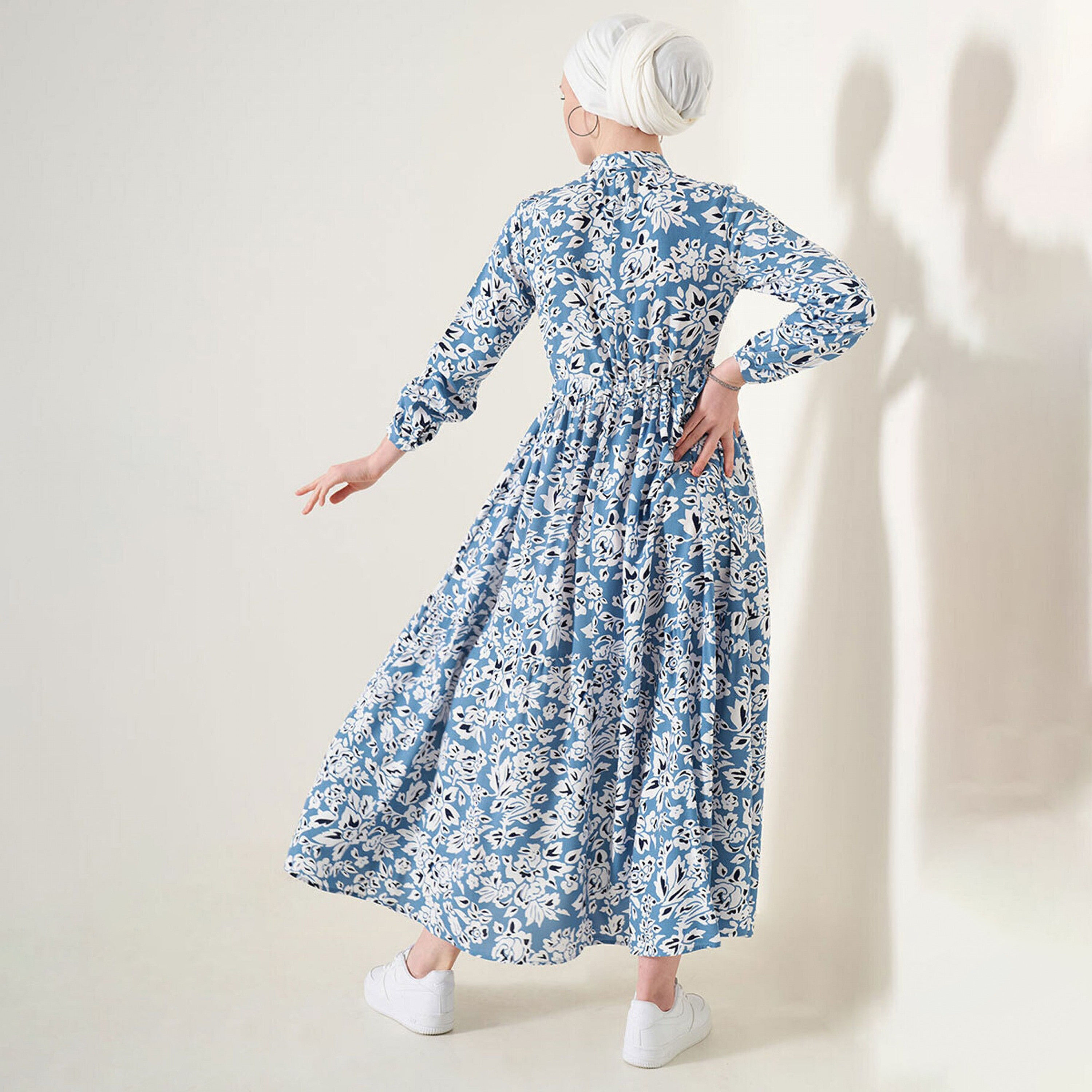 فستان ماكسي نسائي بطبعة زهور من الفيسكوز، بياقة الماندرين وقصة ضيقة وواسعة من بيجدارت-women-clothing-dresses-image-7
