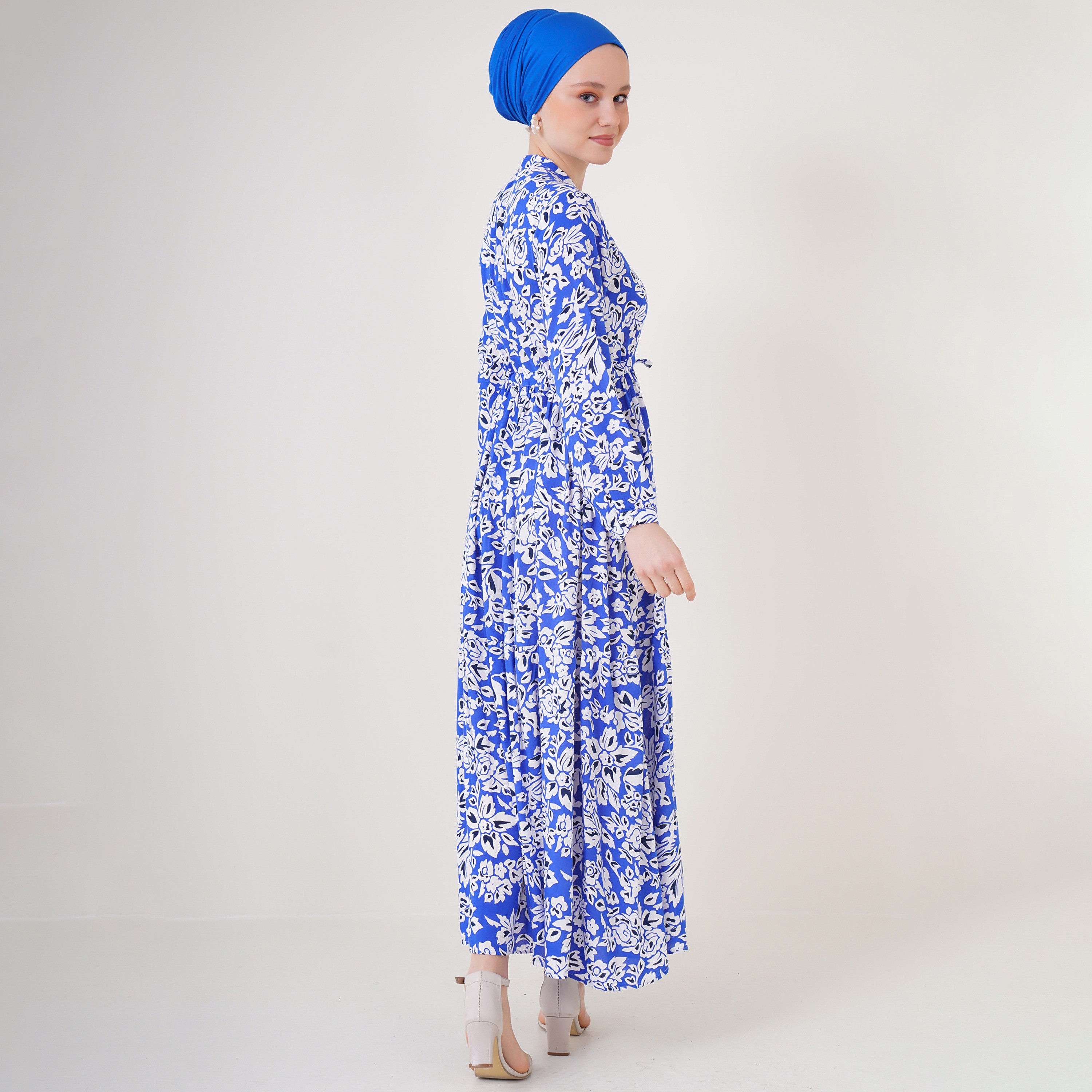فستان ماكسي نسائي بطبعة زهور من الفيسكوز، بياقة الماندرين وقصة ضيقة وواسعة من بيجدارت-women-clothing-dresses-image-15