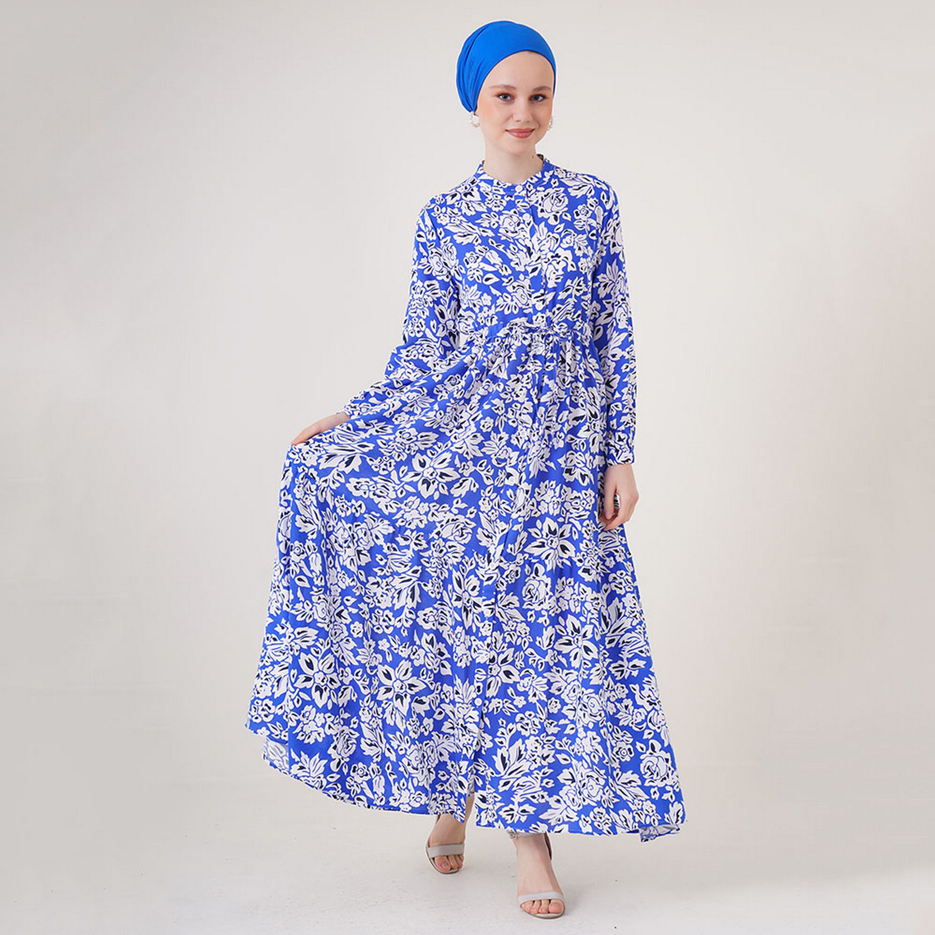 فستان ماكسي نسائي بطبعة زهور من الفيسكوز، بياقة الماندرين وقصة ضيقة وواسعة من بيجدارت-women-clothing-dresses-image-17