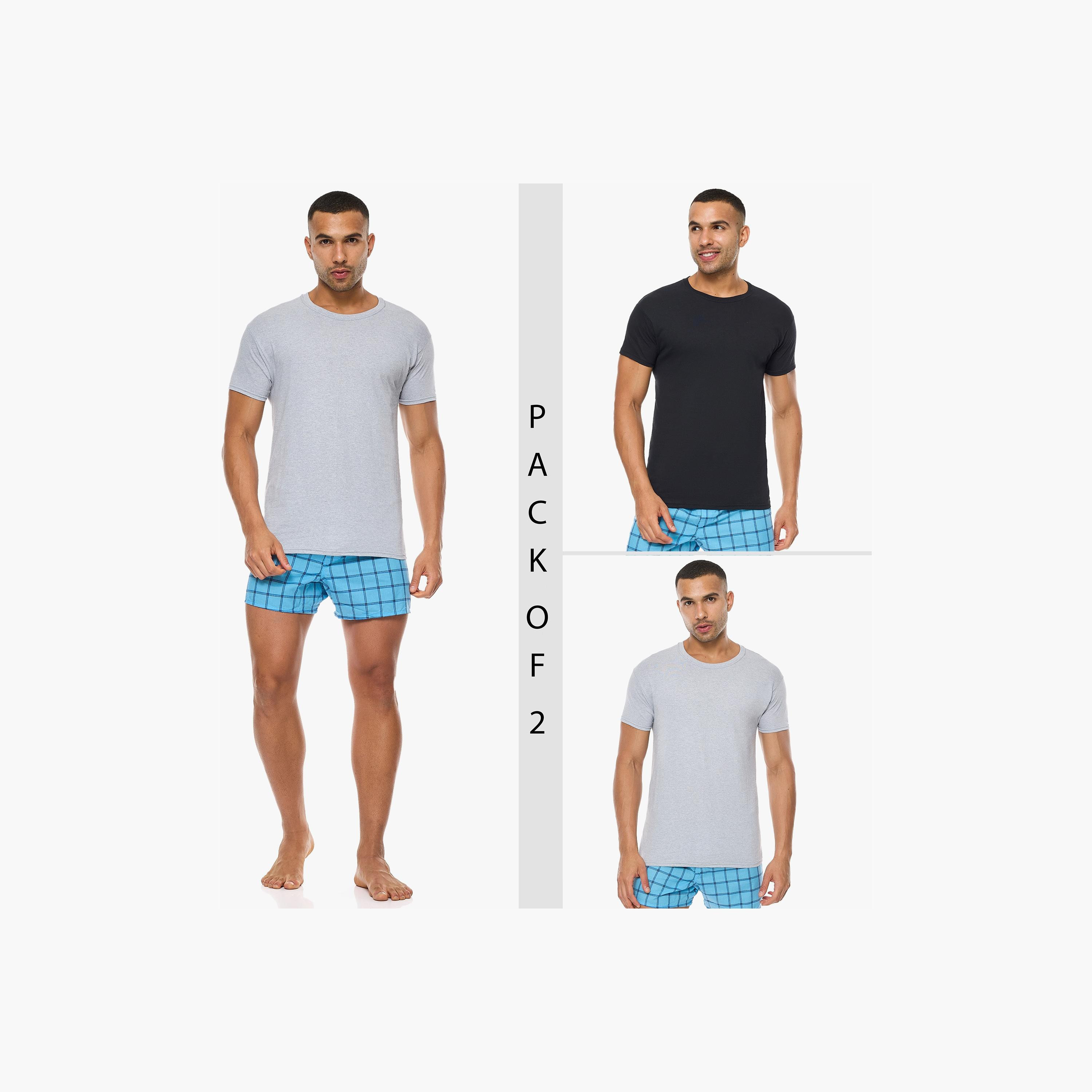 Hanes Assorted Pack of 2 Plain Crew Neck Short Sleeves Men's T-Shirt-men-clothing-tshirtsandpolos-tshirts-image-2