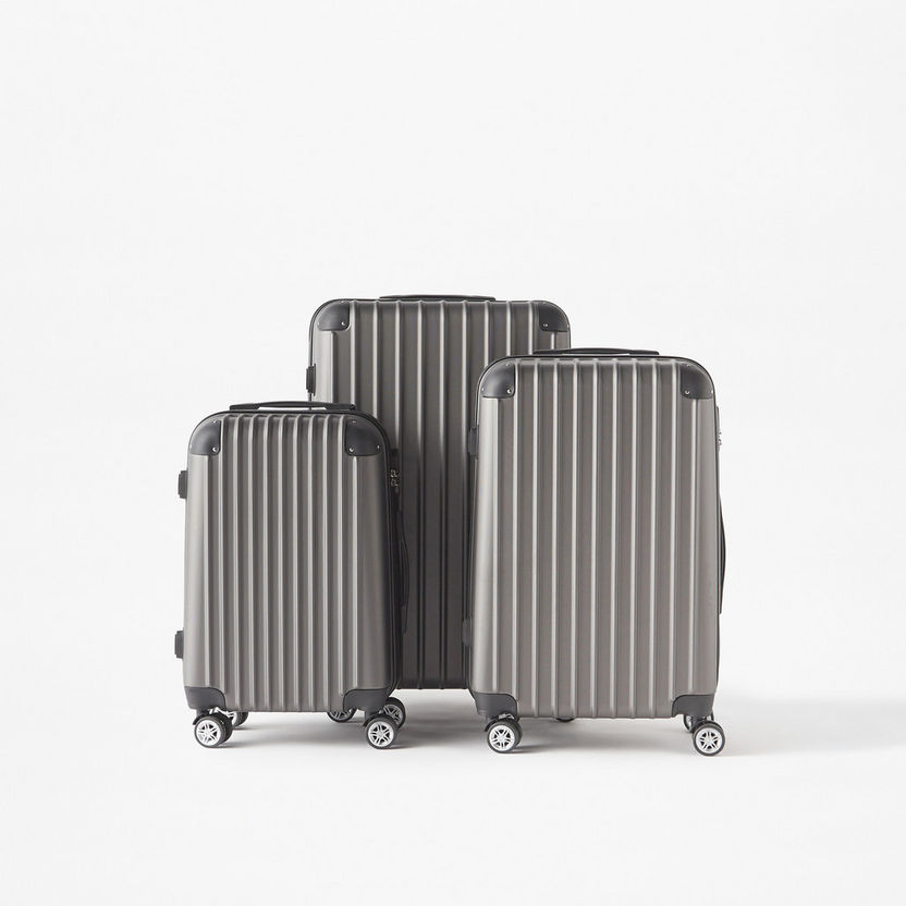WAVE Textured Hardcase Luggage Trolley Bag with Retractable Handle-Luggage-image-0