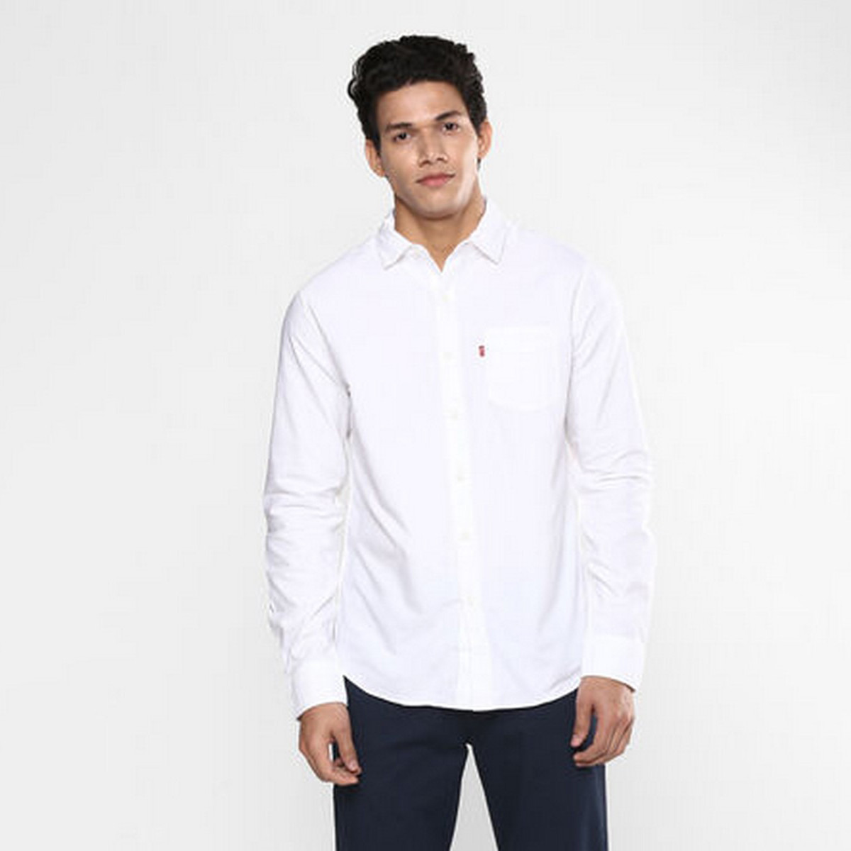 Levi's Men White Solid Long Sleeves Shirt-men-clothing-shirts-image-1