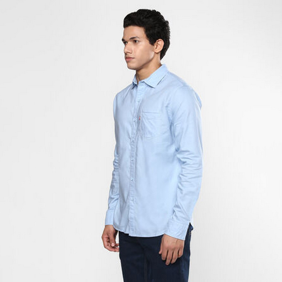 Levi's Men Blue Solid Long Sleeves Shirt-men-clothing-shirts-image-3