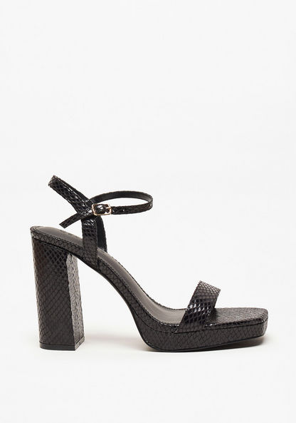 Celeste Women's Textured Ankle Strap Platform Sandals with Block Heels-Women%27s Heel Sandals-image-0