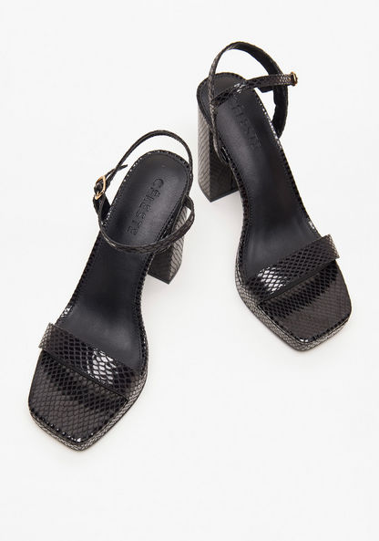 Celeste Women's Textured Ankle Strap Platform Sandals with Block Heels-Women%27s Heel Sandals-image-2