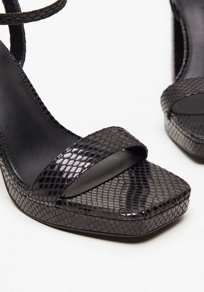 Celeste Women's Textured Ankle Strap Platform Sandals with Block Heels-Women%27s Heel Sandals-image-5