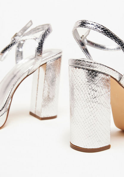 Celeste Women's Textured Ankle Strap Platform Sandals with Block Heels-Women%27s Heel Sandals-image-3