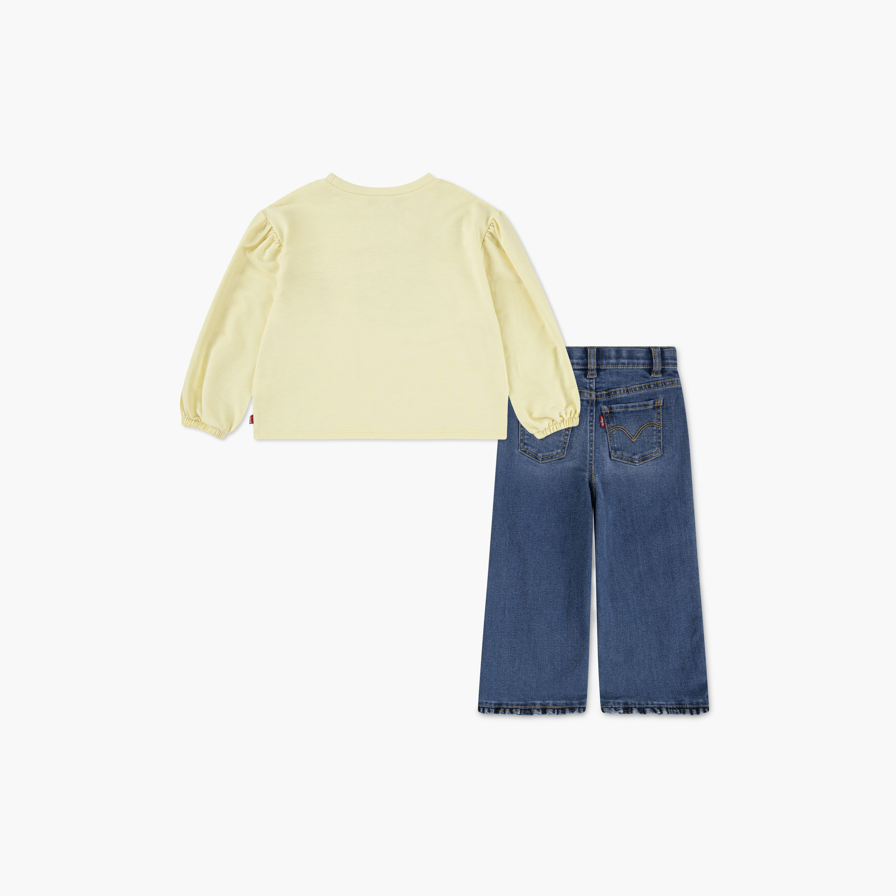 Levi’s 2-Piece Teddy Bear Printed Puffed Sleeves Top with Wide Legged Jeans-girls-clothing-setsandcoords-image-2