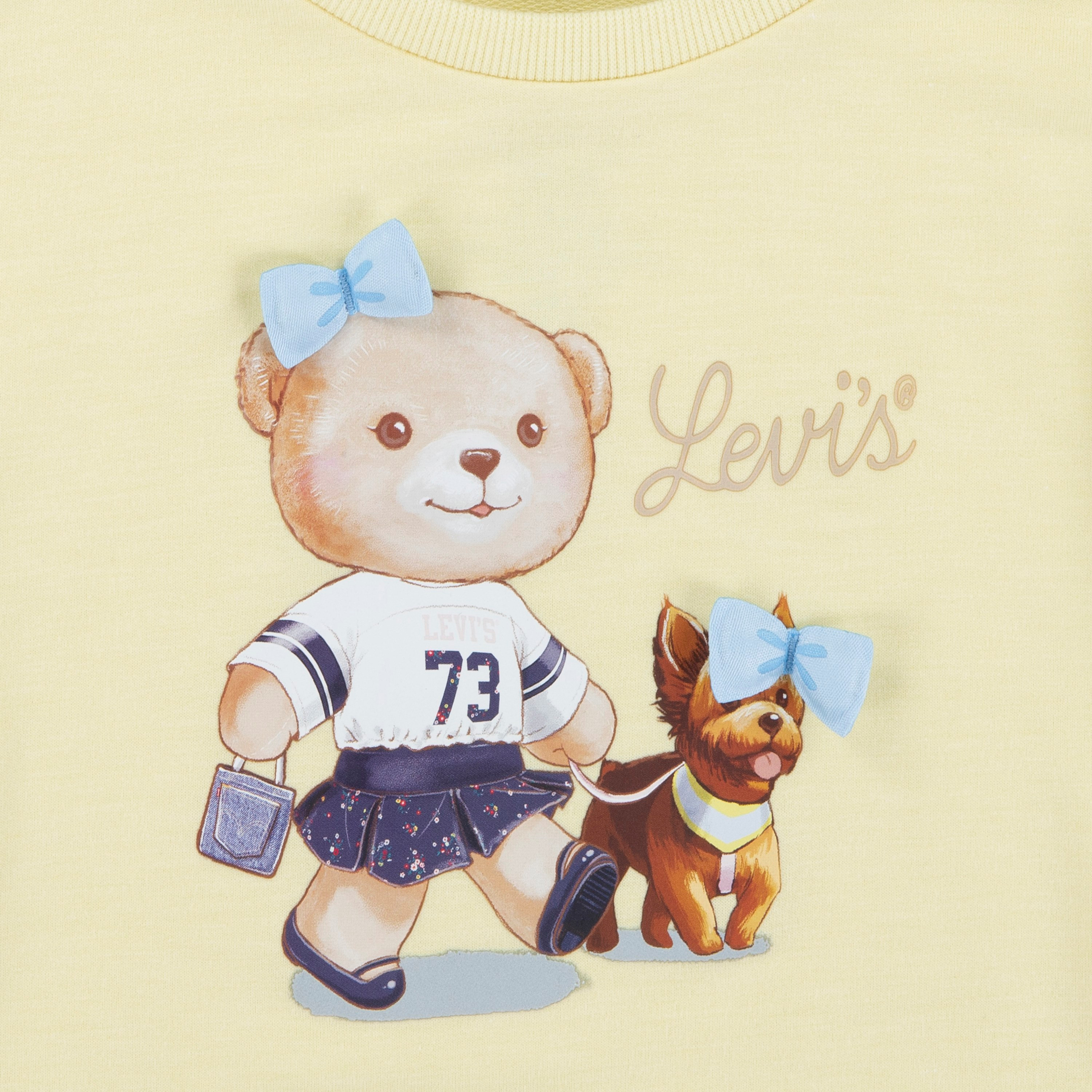 Levi’s 2-Piece Teddy Bear Printed Puffed Sleeves Top with Wide Legged Jeans-girls-clothing-setsandcoords-image-5
