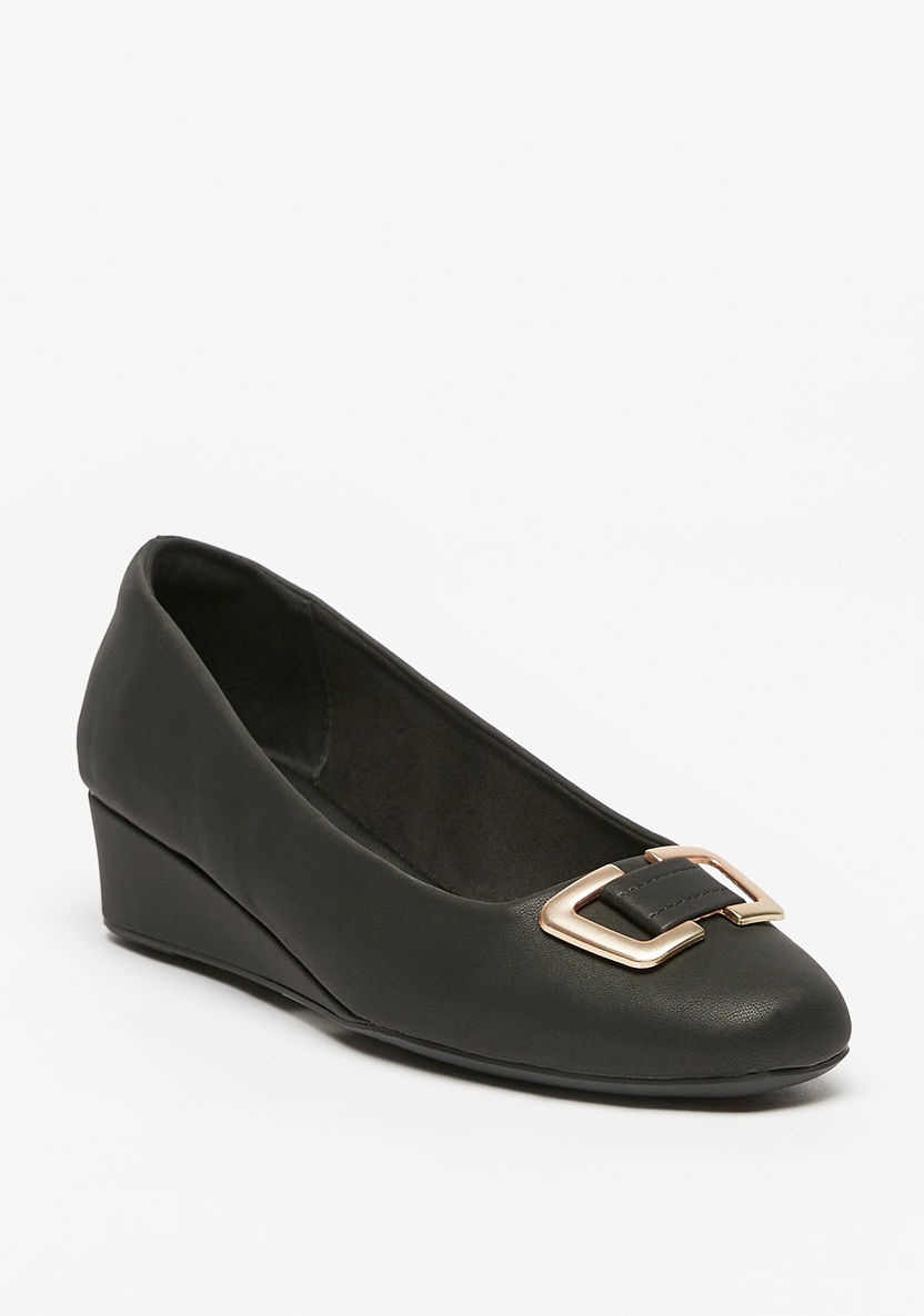 Le Confort Slip-On Shoes with Wedge Heels and Metallic Accent-Women%27s Heel Shoes-image-0