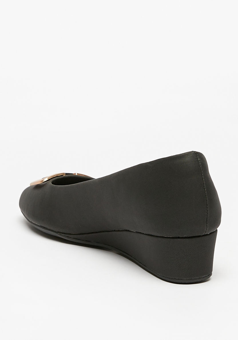 Le Confort Slip-On Shoes with Wedge Heels and Metallic Accent-Women%27s Heel Shoes-image-2