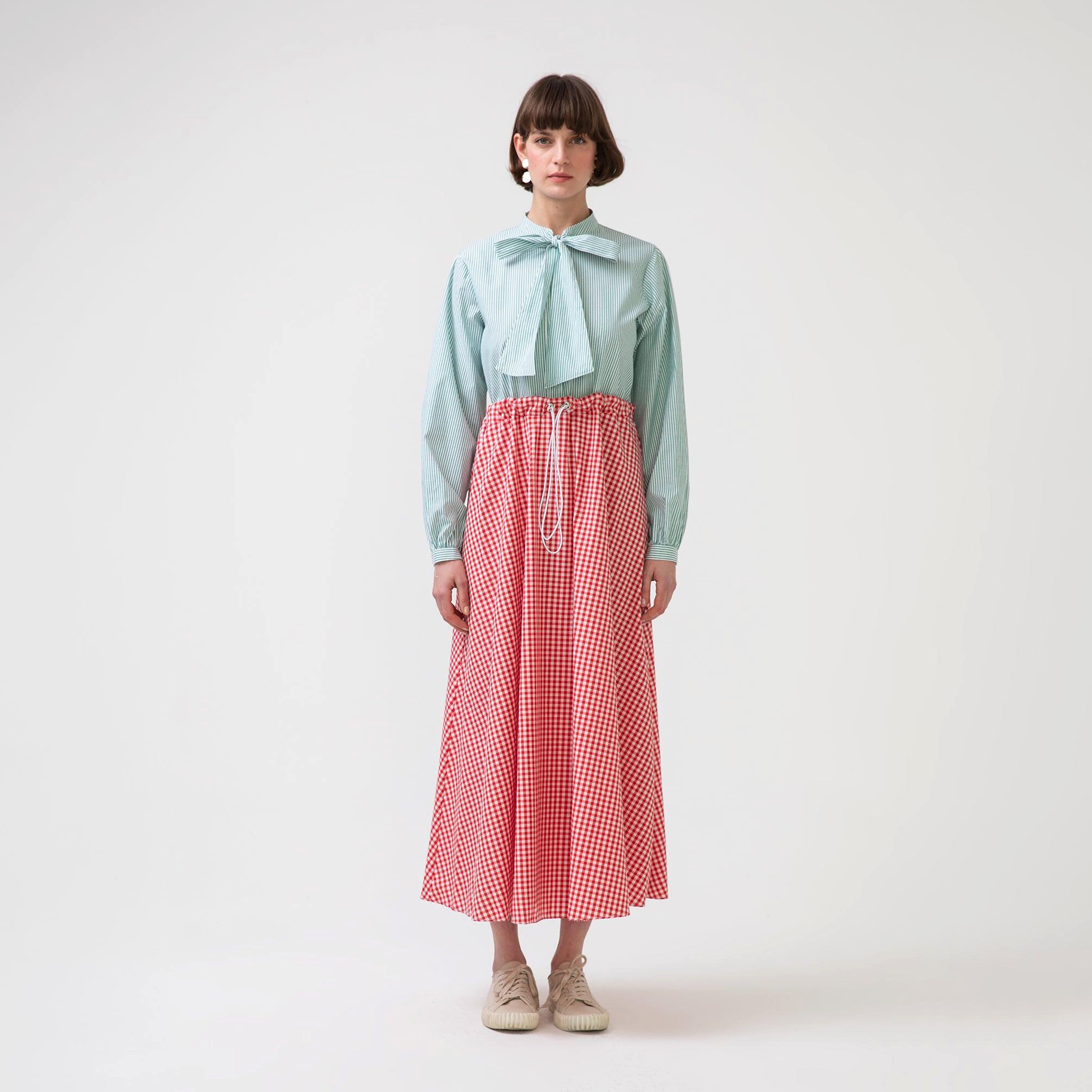فستان ماكسي بربطة عنق مع نقشة مربعات ذو جينجهام من توش بريف-women-clothing-dresses-image-1