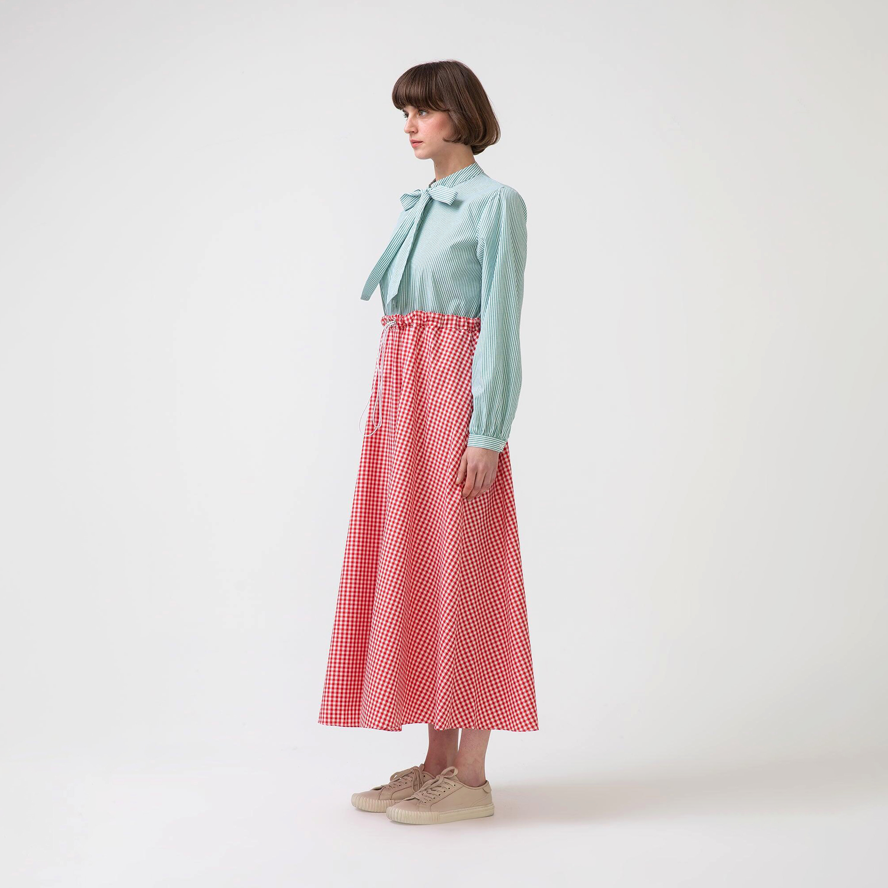 فستان ماكسي بربطة عنق مع نقشة مربعات ذو جينجهام من توش بريف-women-clothing-dresses-image-2