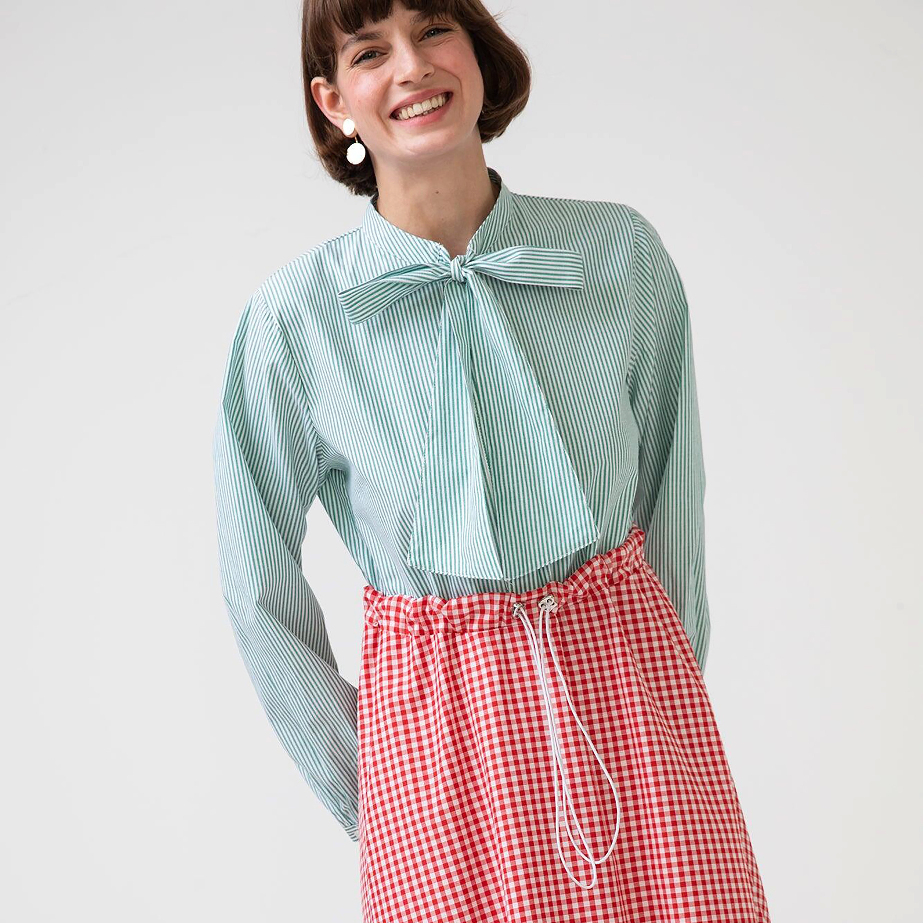 فستان ماكسي بربطة عنق مع نقشة مربعات ذو جينجهام من توش بريف-women-clothing-dresses-image-3