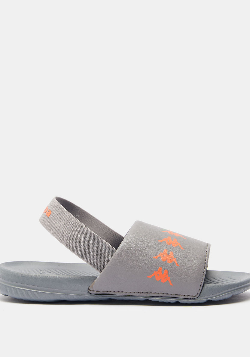 Kappa Boys' Logo Detailed Slide Slippers with Elastic Closure-Boy%27s Flip Flops & Beach Slippers-image-0